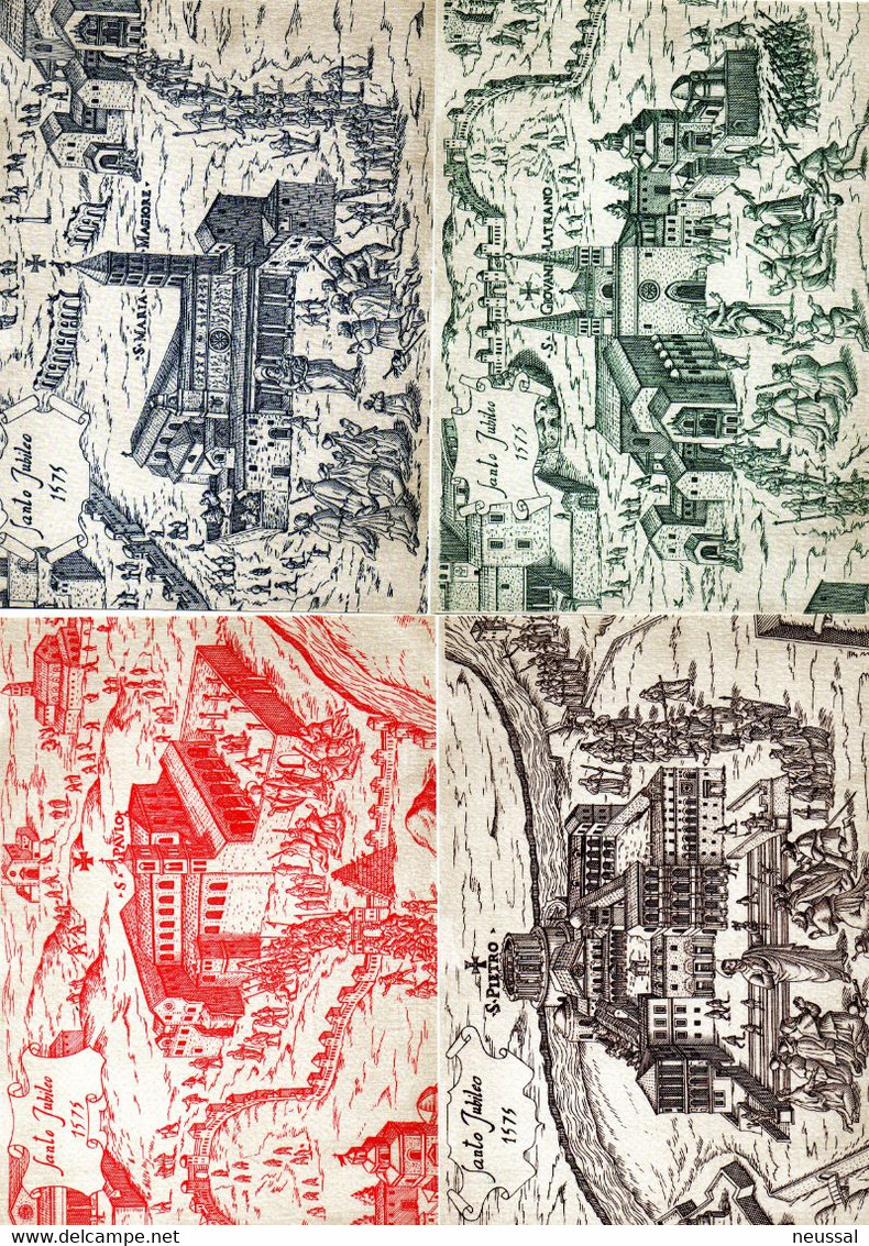 4 reproducciones de postales de Ciudad del Vaticano