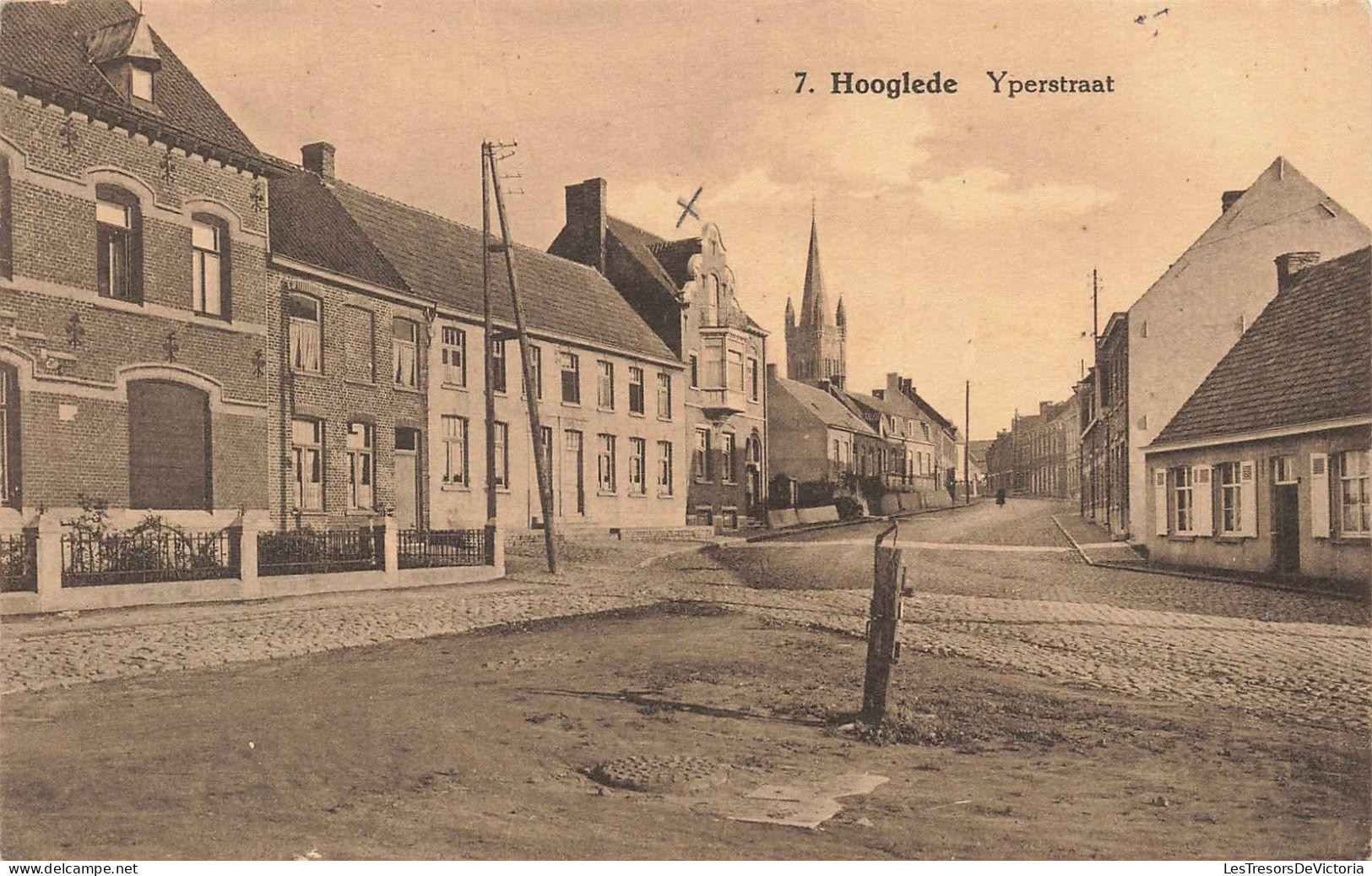 [-40%] BELGIQUE - Hooglede - Yperstraat - rue - Eglise - Poteau télégraphique - Uitg Jérôme David - Carte postale ancien