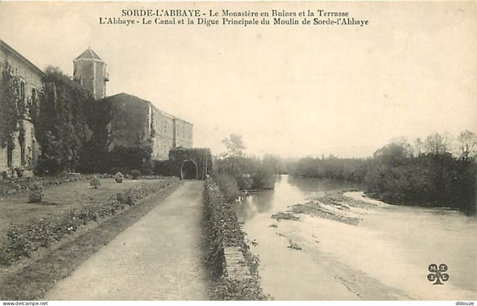 40 - Sorde L'Abbaye - Le Monastère en Ruines et la Terrasse - L'Abbaye - Le Canal et la Digue Principale du Moulin de So