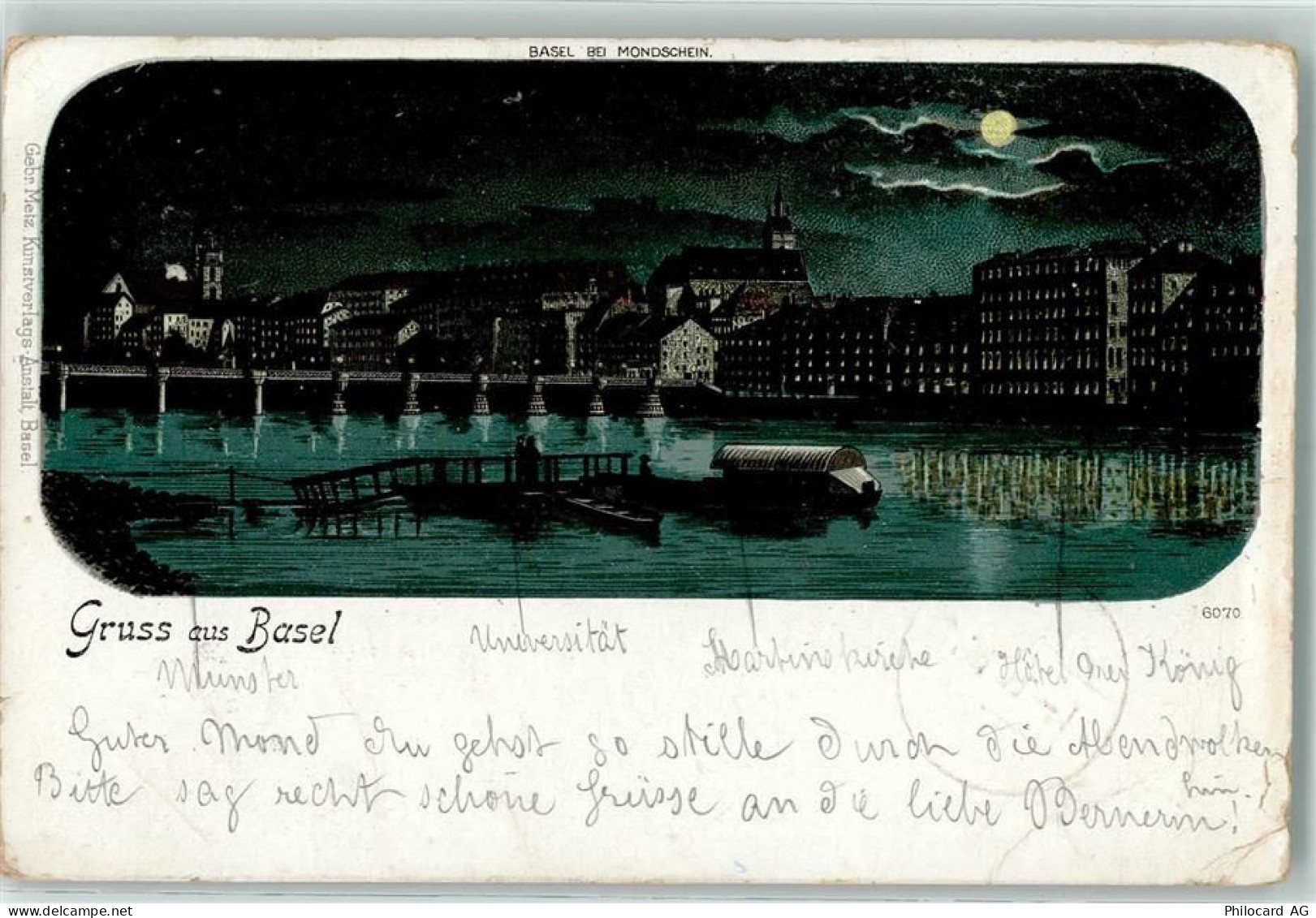 4000 Basel Bâle 1898 - Basel bei Mondschein - 13127849