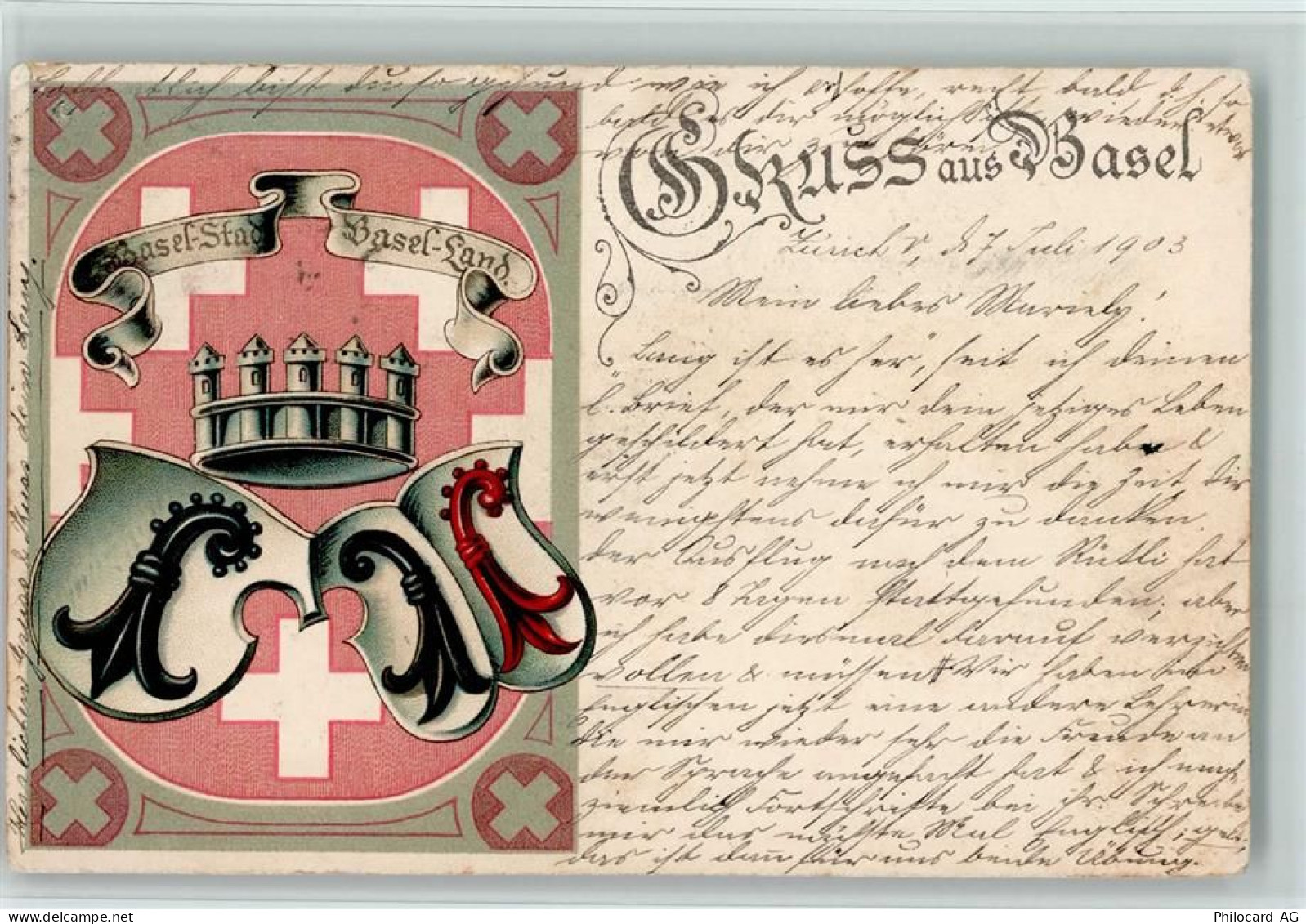 4000 Basel Bâle - 1903 Wappen Basel-Stadt BAsel-Land - 13100321