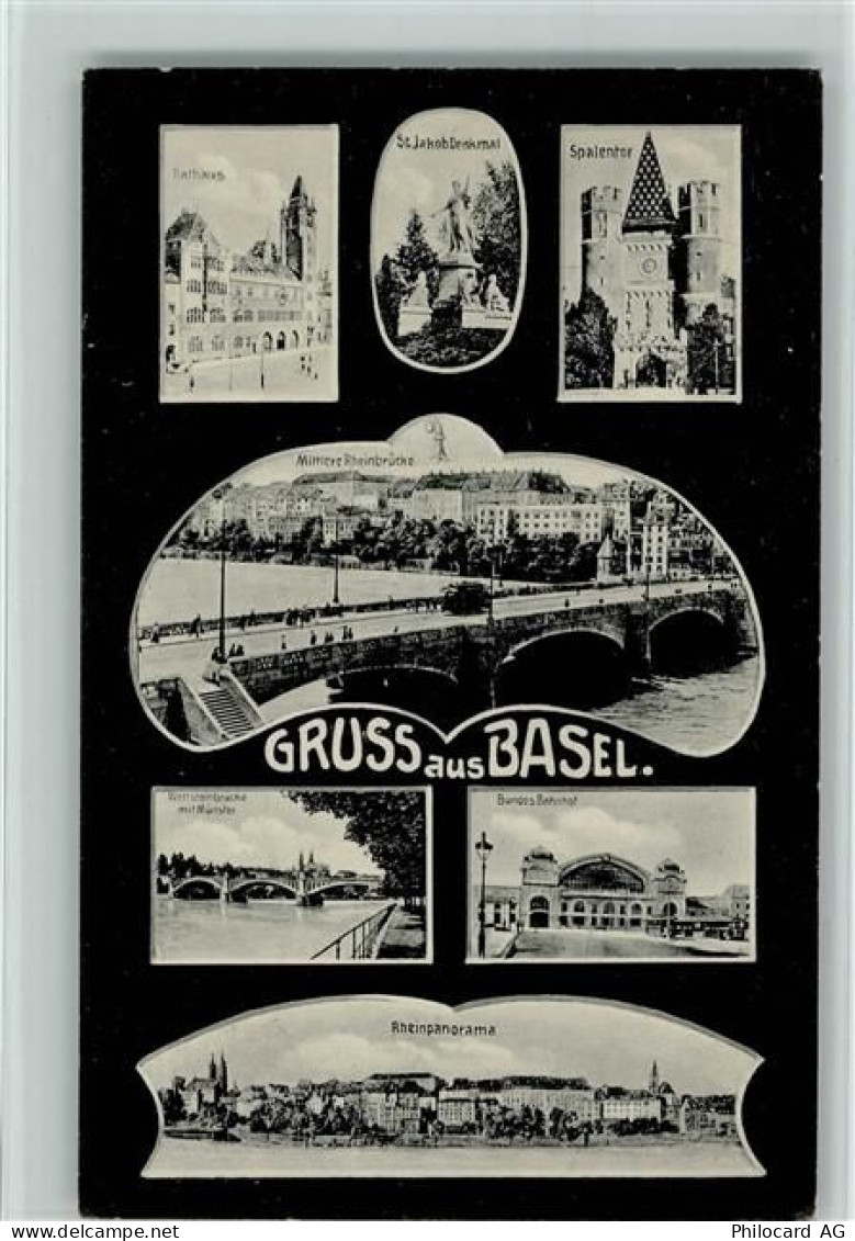 4000 Basel Bâle 1909 - Gruss aus Basel 7-Bildkarte - 10162122
