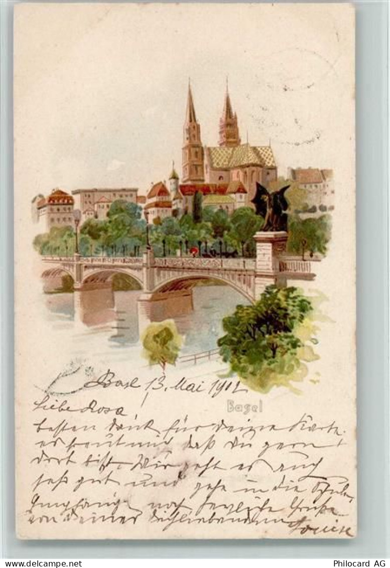 4000 Basel Bâle Künstlerkarte Blick nach Basel Brücke - 11093551