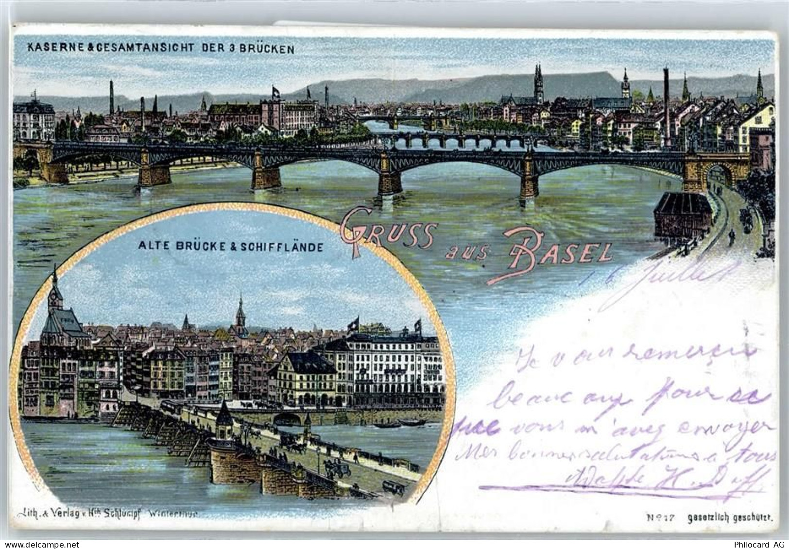 4000 Basel Bâle - Verlag Schlumpf, Kaserne, 3 Brücken, Alte Brücke, Schi... - 50918660