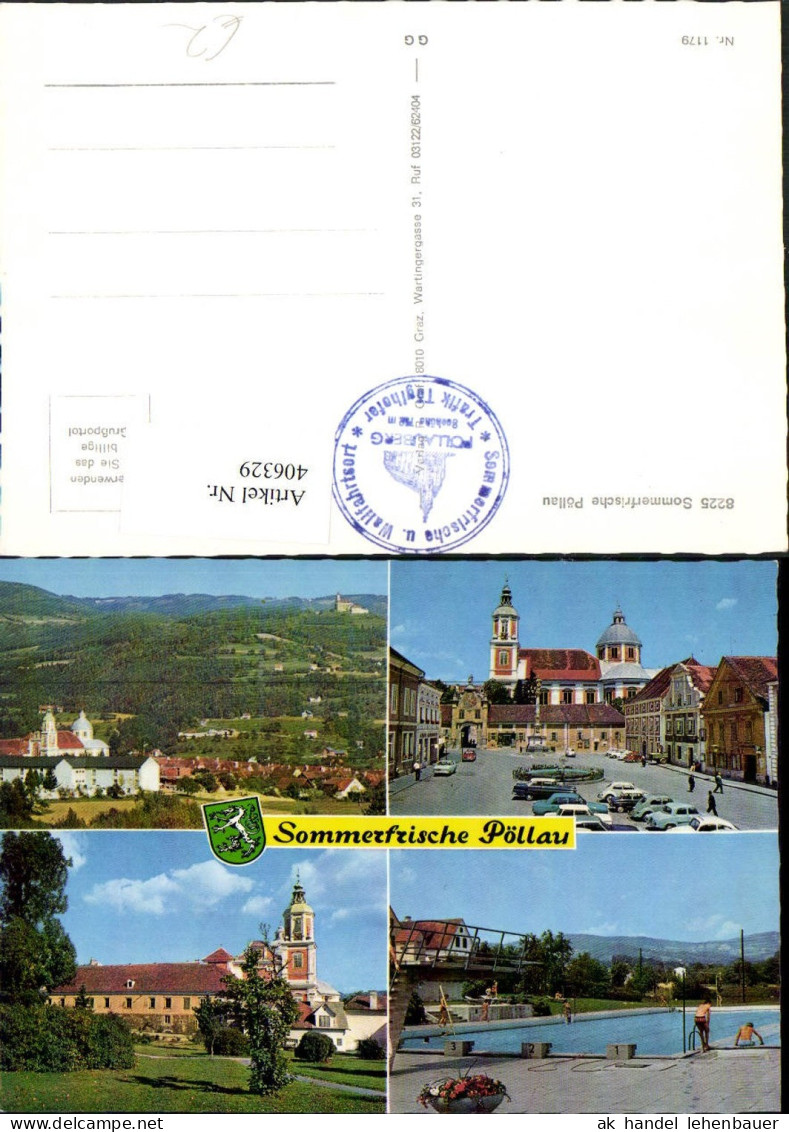 406329,Pöllau Totale Hauptplatz Freibad Mehrbildkarte