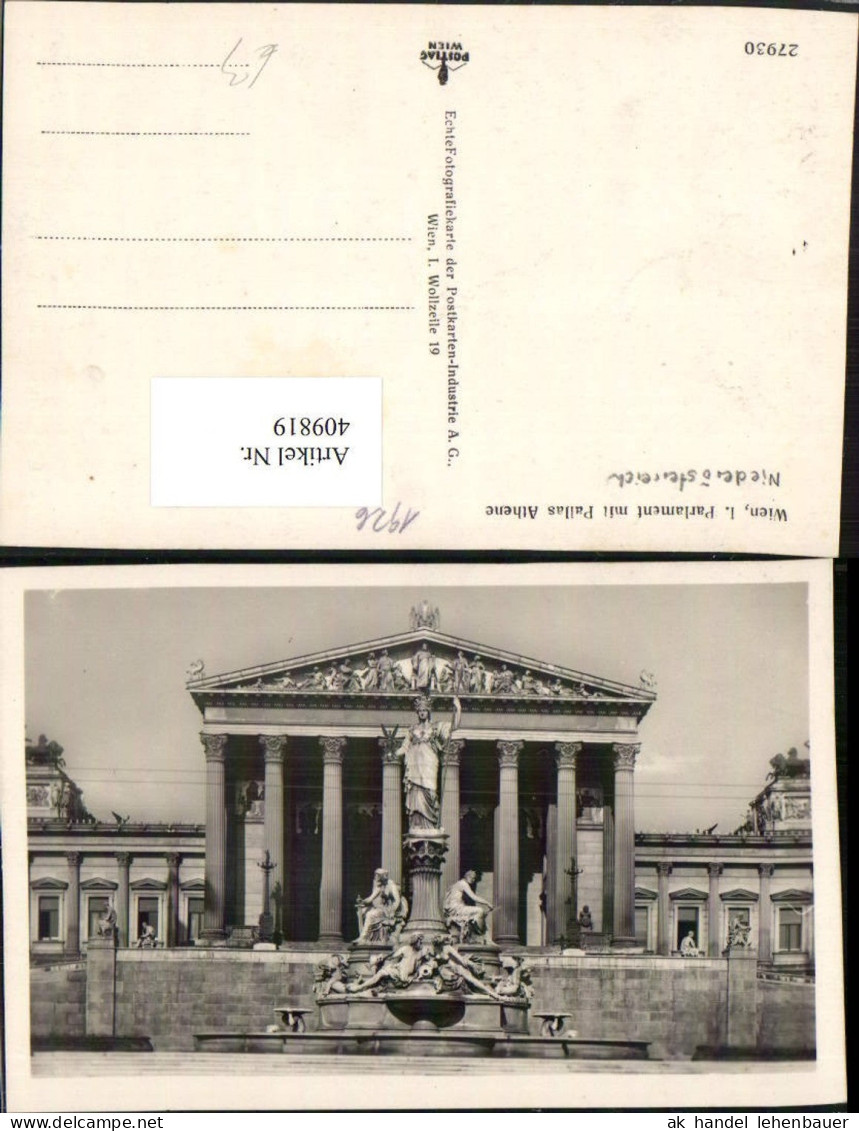 409819,Wien Innere Stadt Parlament mit Palais Athene Statue