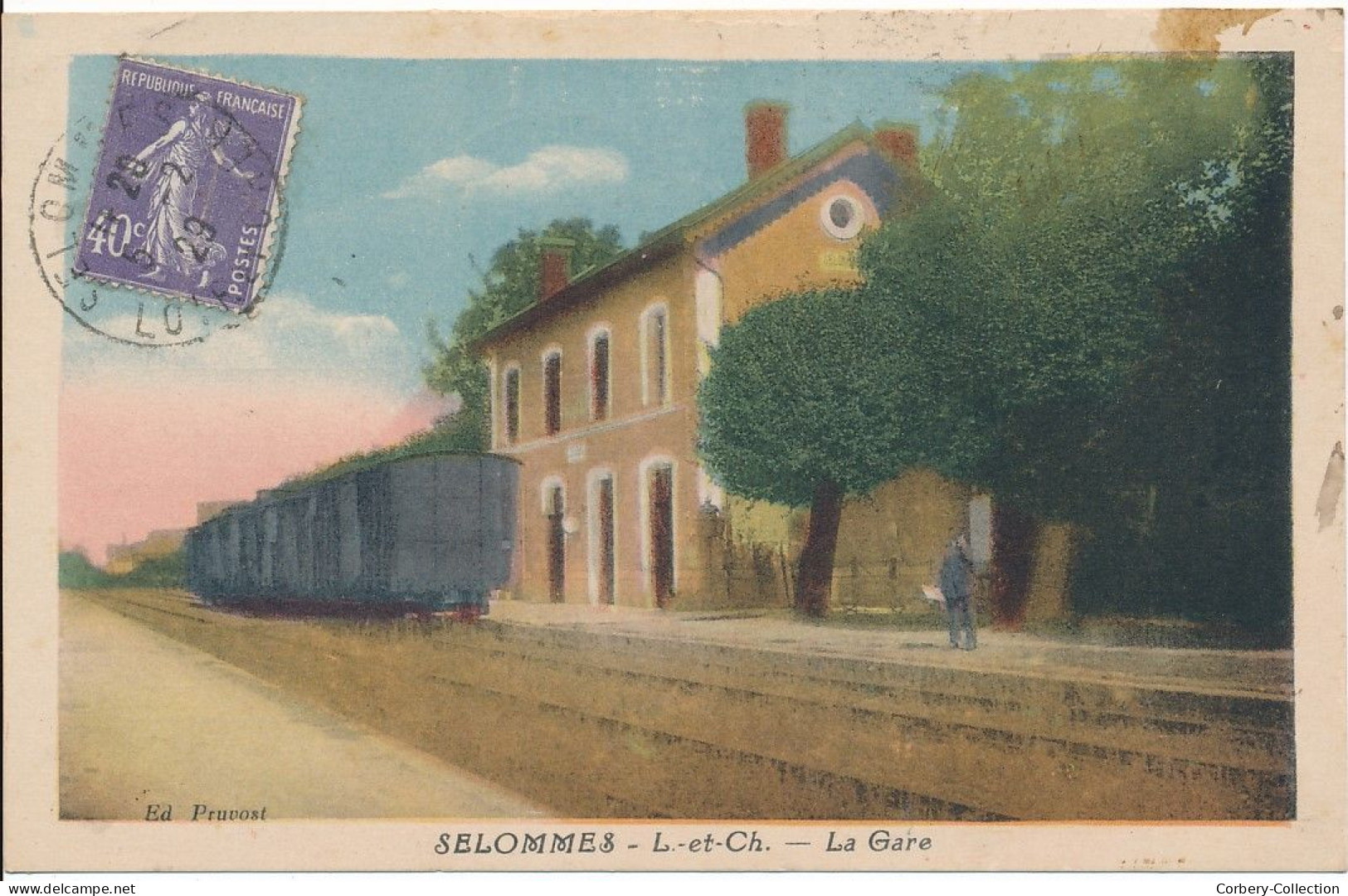 41. CPA SELOMMES. La Gare Loir et Cher (Carte Colorisée)