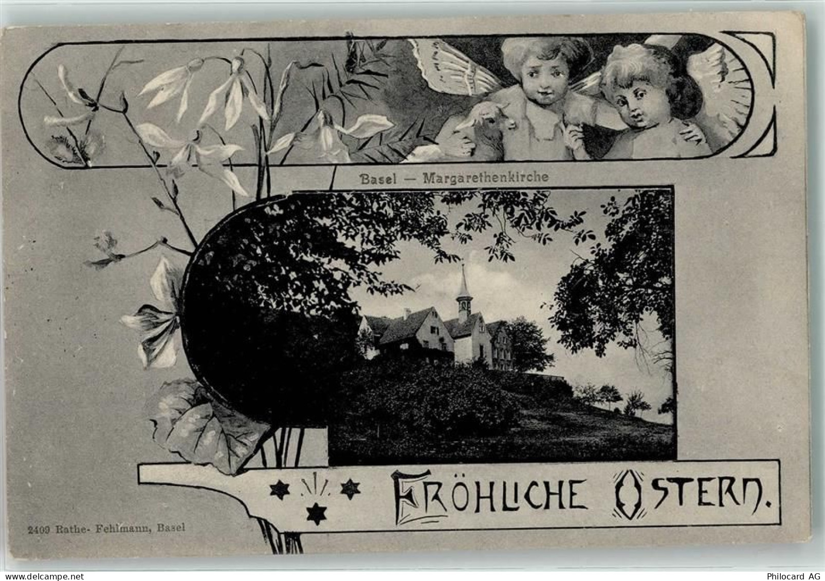 4102 Binningen 1910 - St Margarethenkirchlein Engel Ostergruss - 13935885