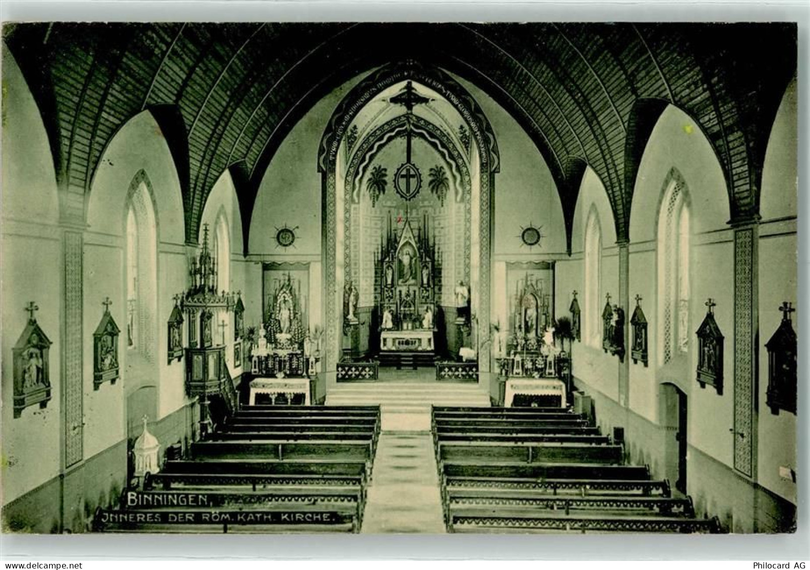 4102 Binningen 1912 - Kath. Kirche Binningen Inneres - 10608583