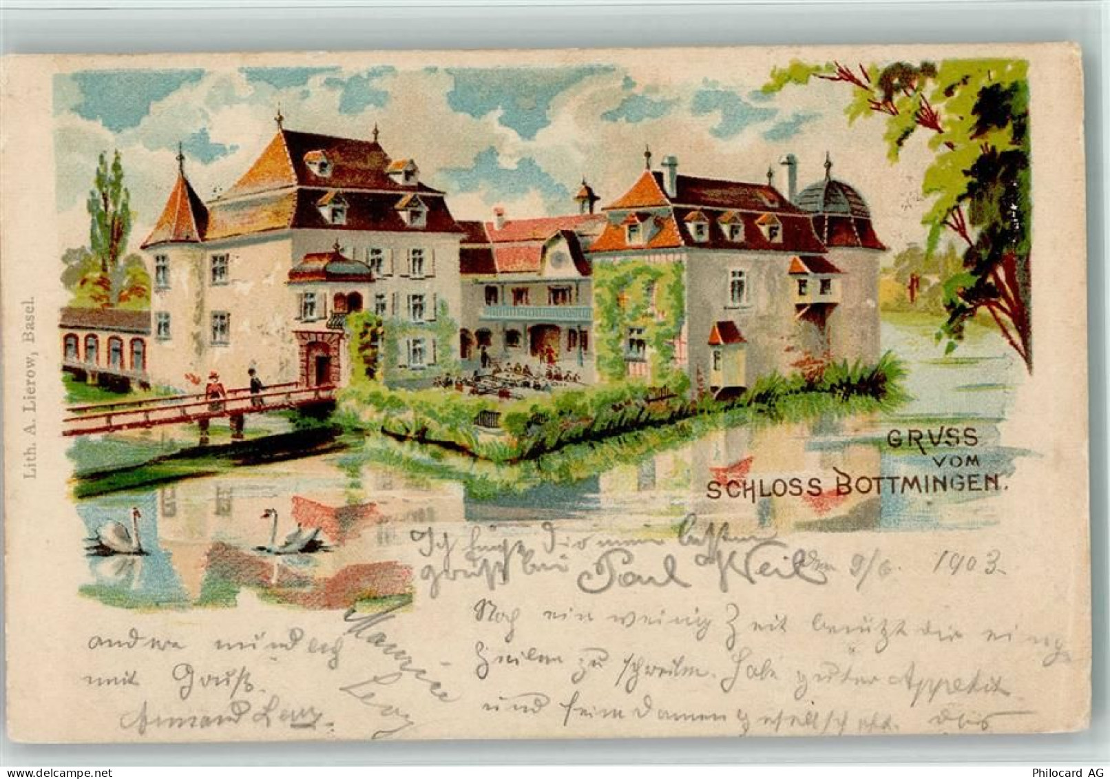 4103 Bottmingen 1903 Lithographie Schloss - 13220932
