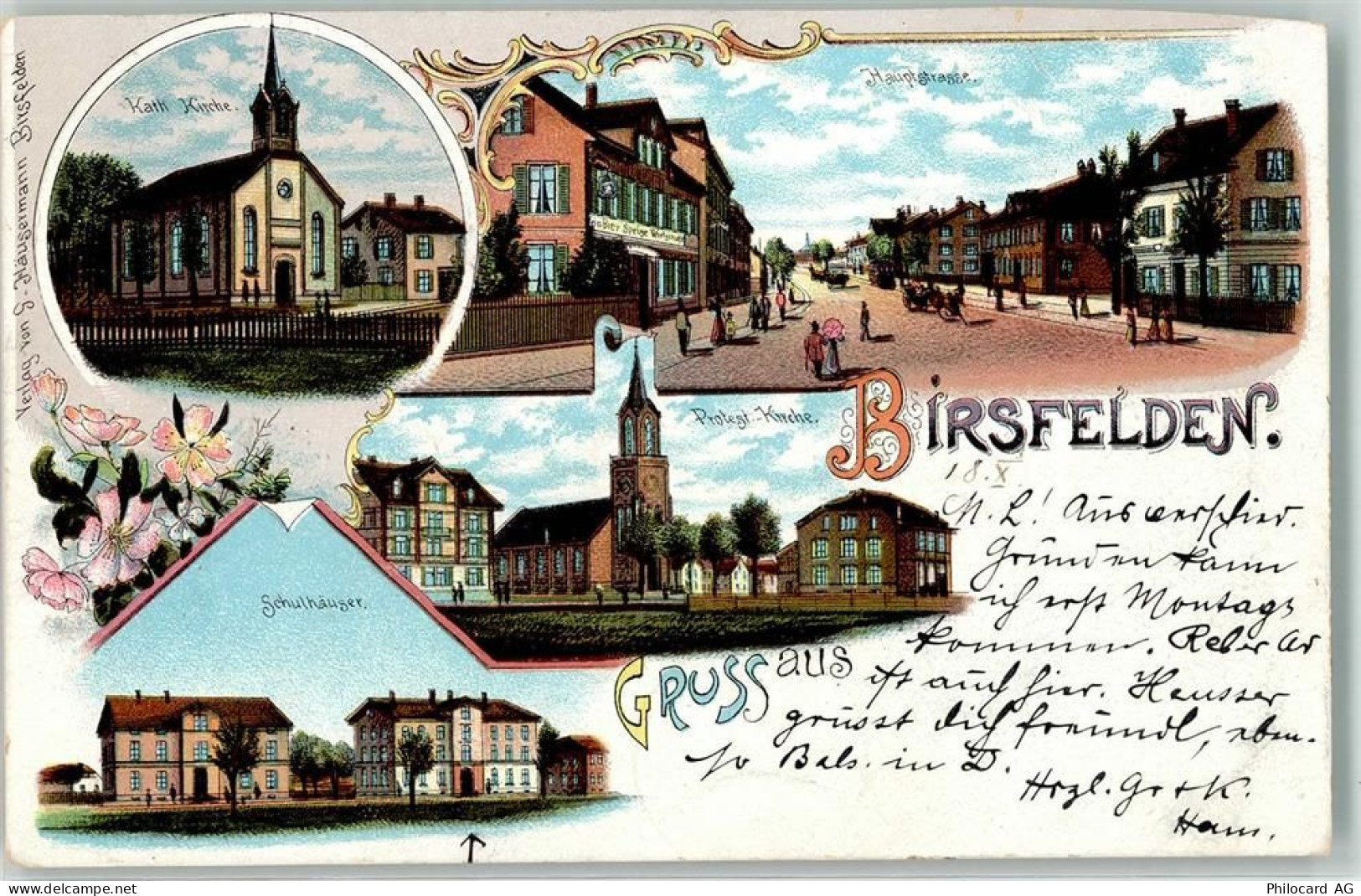 4127 Birsfelden Gebrauchsspuren Kath. Kirche Schule Protest. Kirche Haup... - 13622877