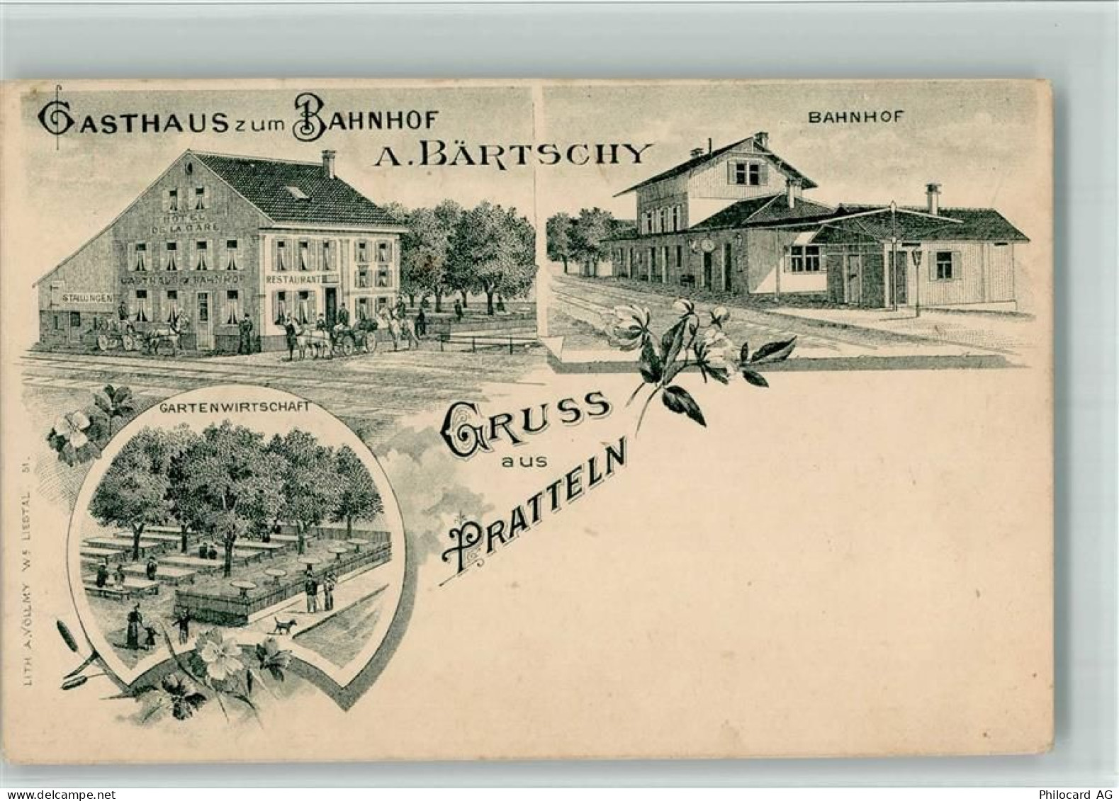 4133 Pratteln BOAKC Lithographie Gasthaus Zum Bahnhof Vorläufer - 13702817