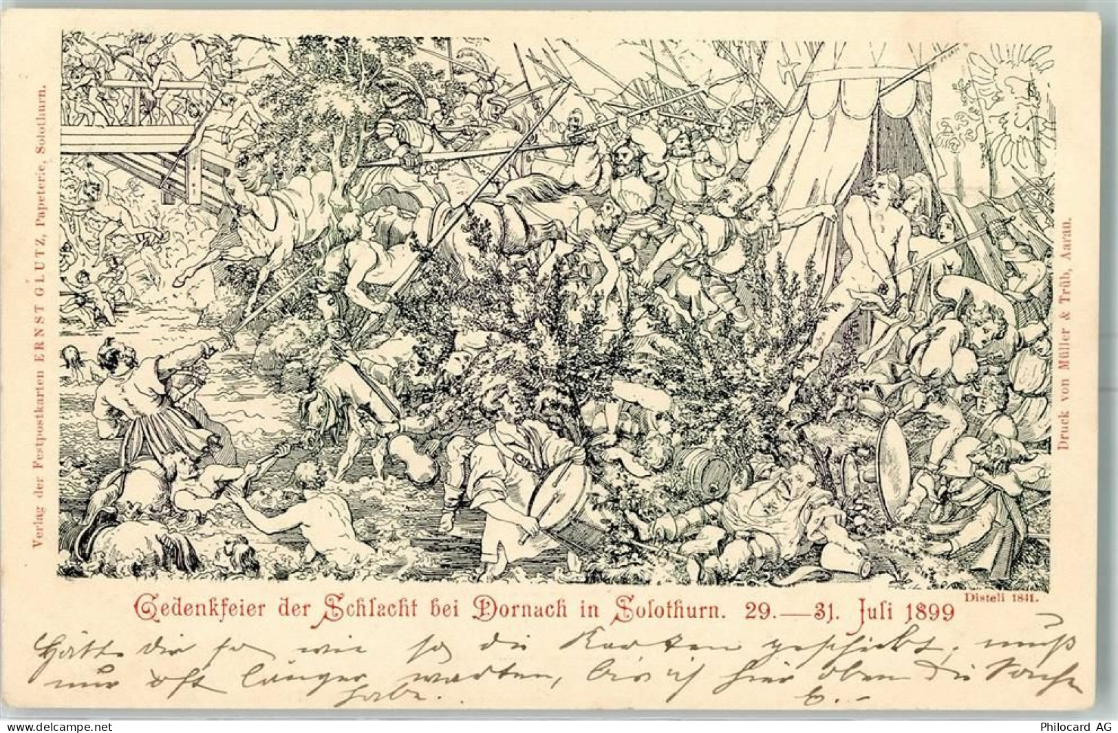 4143 Dornach 1899 Künstlerkarte Gedenkfeier der Schlacht bei Dornach - 13149396