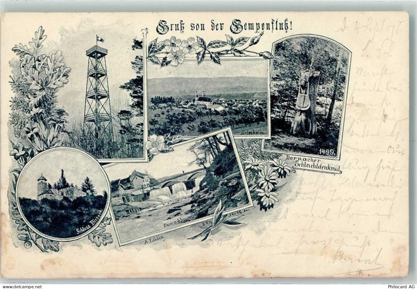 4145 Gempen 1898 - Gempenfluß Turm Schloss Birseck Dornachbrugg Dornache... - 13223699