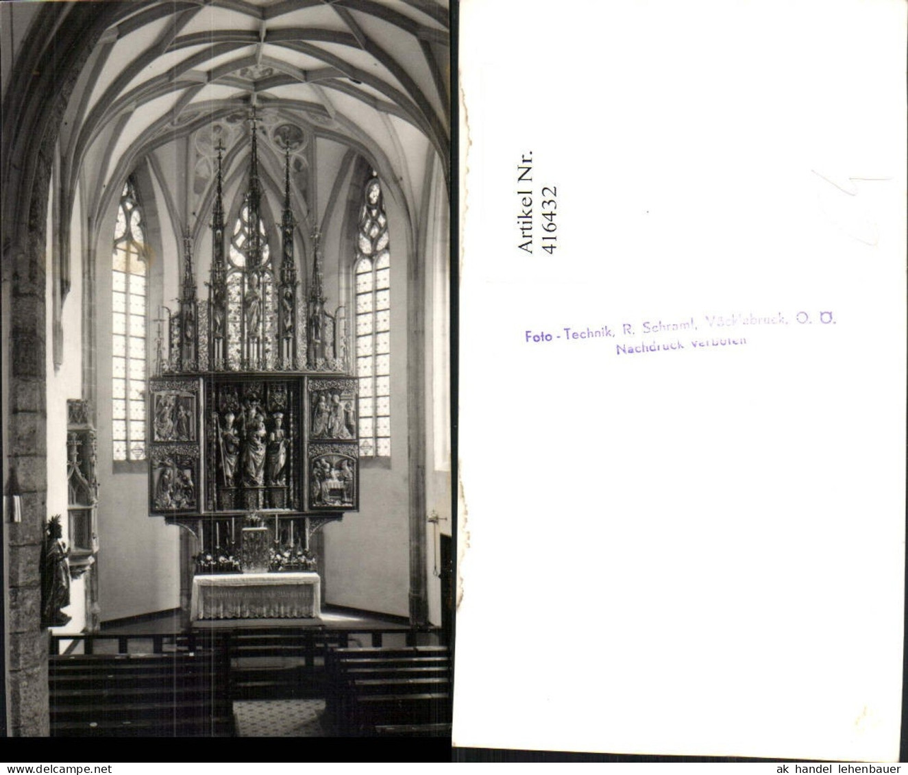 416432,Foto AK Vöcklabruck Kirche Innenansicht Altar