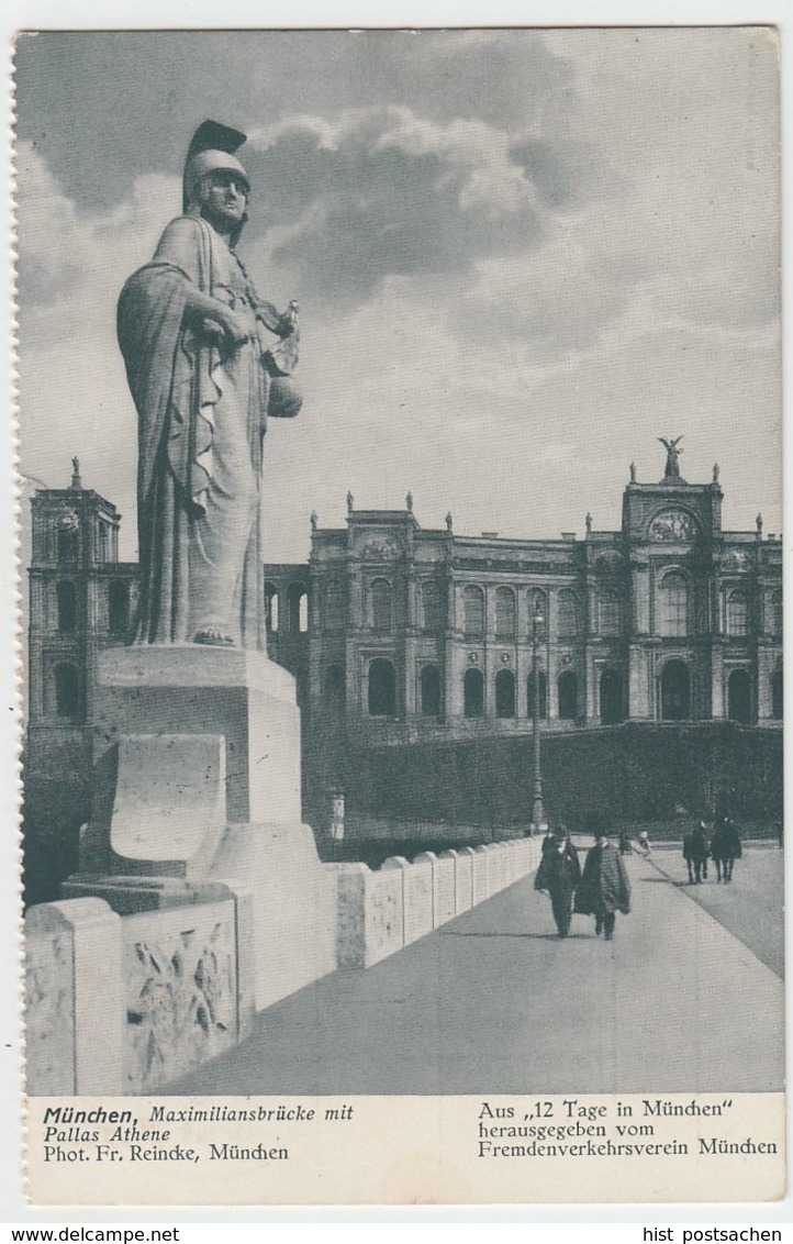 (42070) AK München, Maximiliansbrücke, Pallas Athene 1922