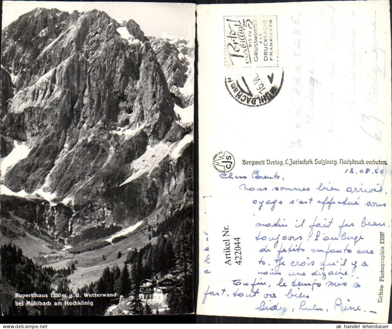 422044,Rupertihaus Berghütte geg. Wetterwand b. Mühlbach am Hochkönig Bergkulisse