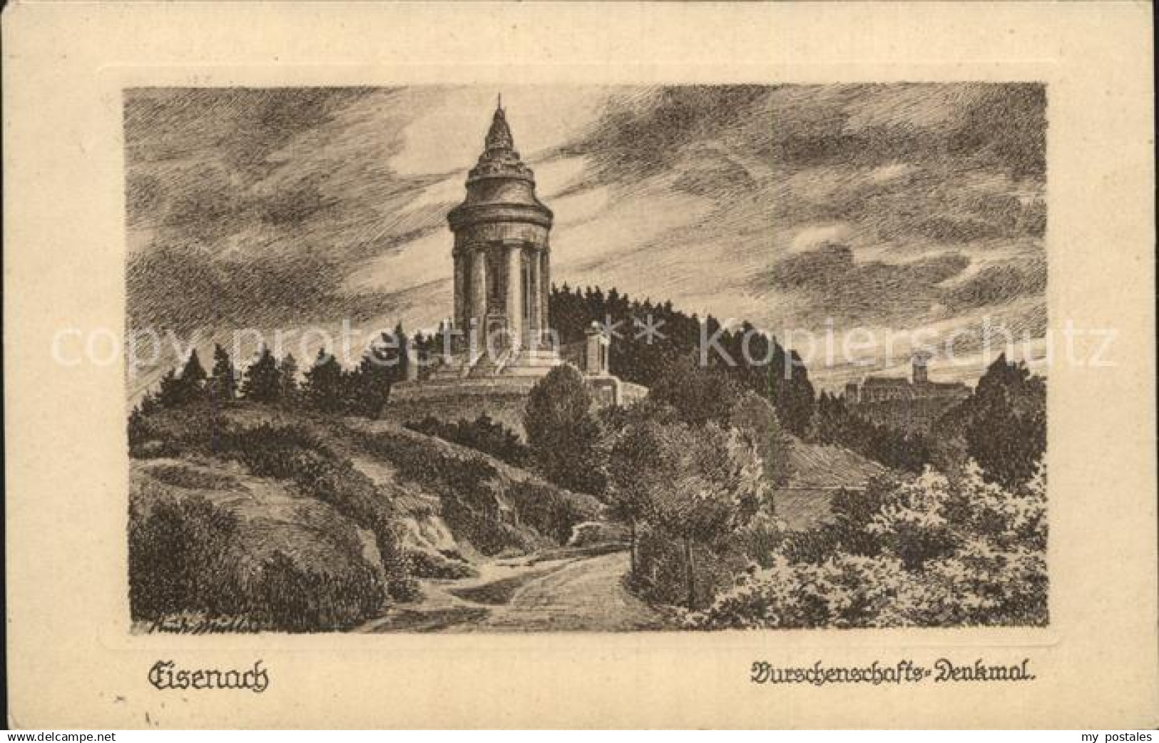 42459088 Eisenach Thueringen Burschenschafts Denkmal Federzeichnung Eisenach
