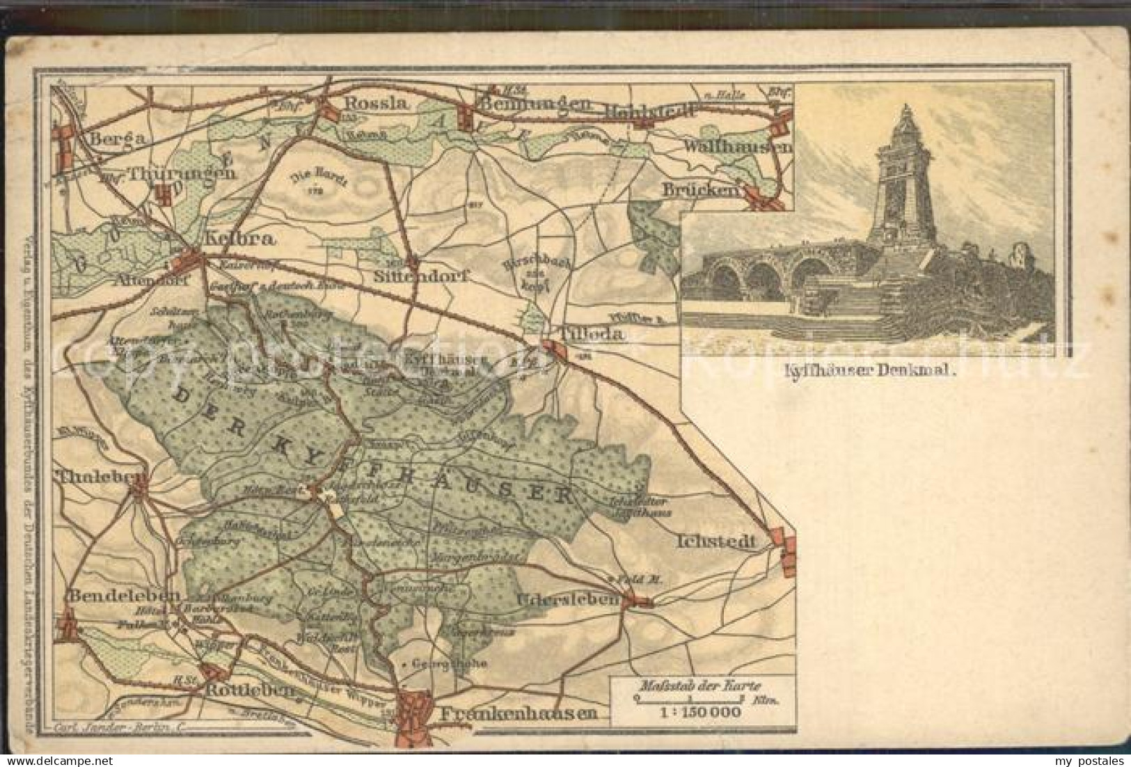 42468707 Kyffhaeuser Kaiser Wilhelm Denkmal Wanderkarte Kyffhaeuser