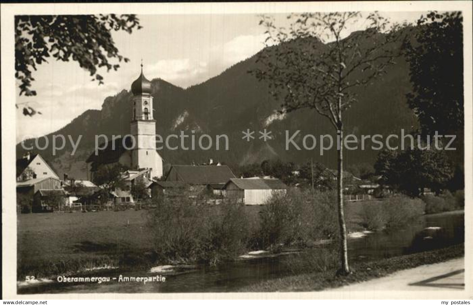 42552254 Oberammergau Ammerpartie mit Kirche Oberammergau