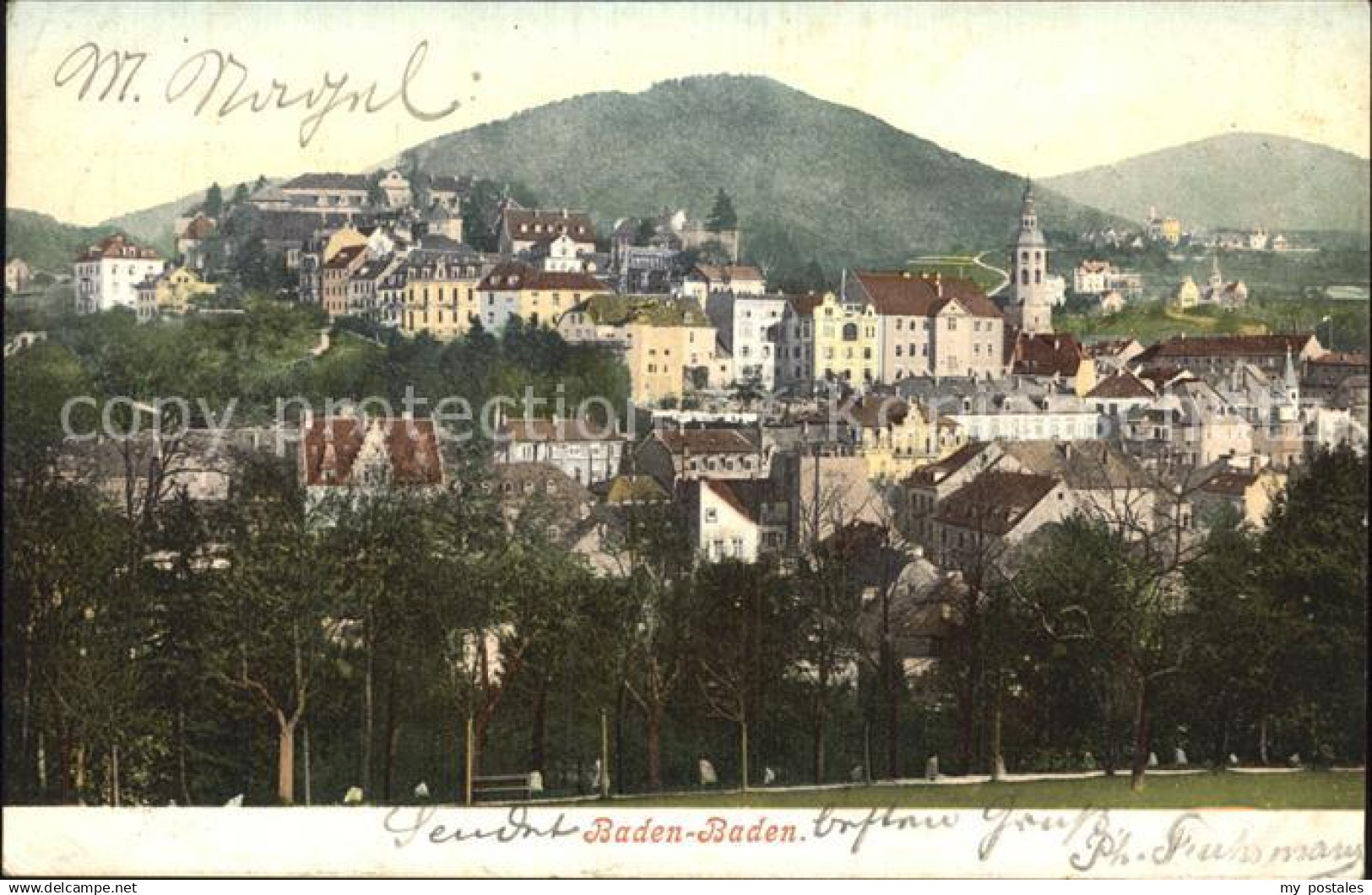 42558668 Baden-Baden Teilansicht mit Kirche Baden-Baden