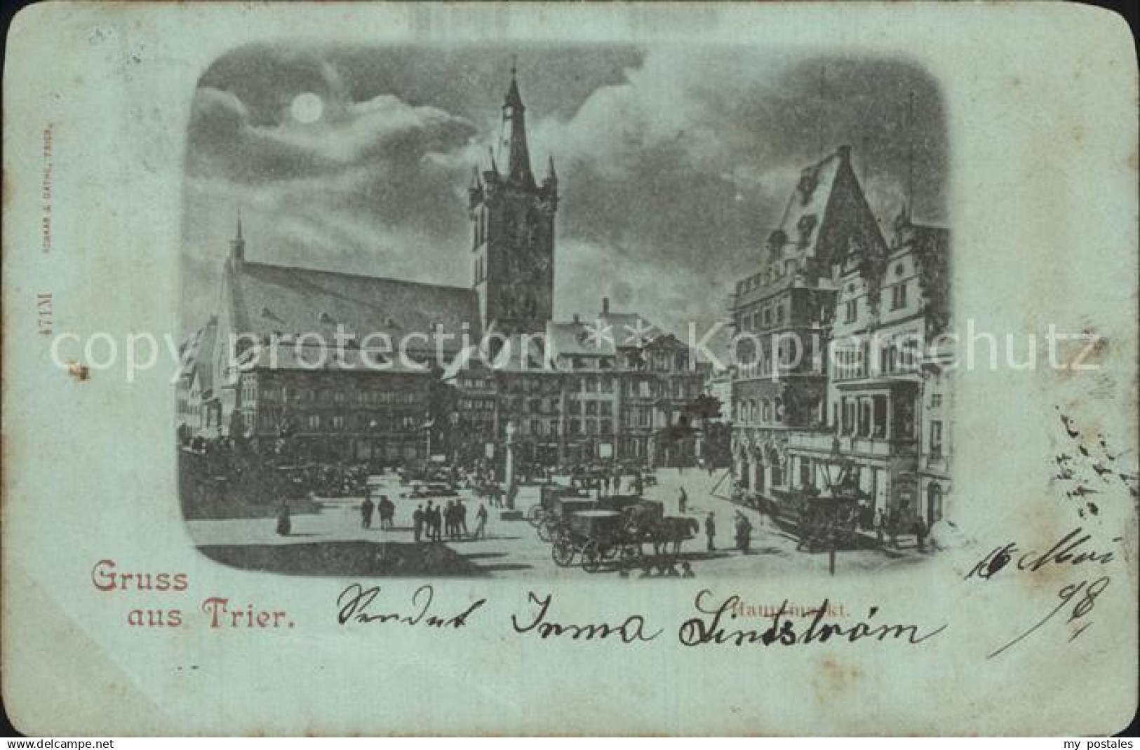 42559170 Trier Hauptmarkt Kirche St Gangolf im Mondschein Trier