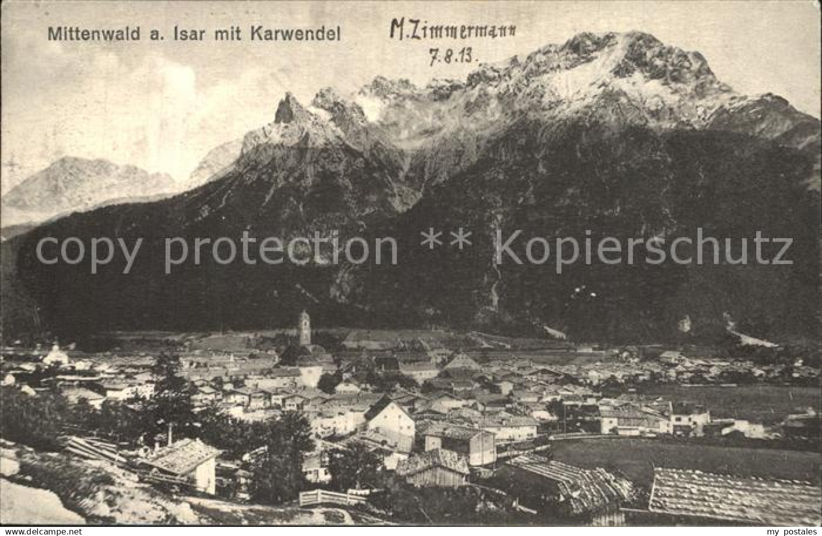 42559290 Mittenwald Bayern Panorama Blick zum Karwendelgebirge Mittenwald