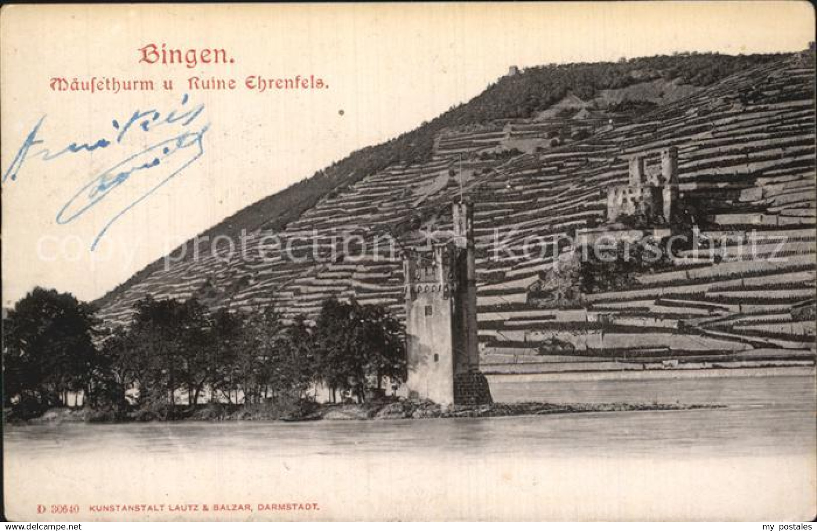 42559323 Bingen Rhein Maeuseturm Ruine Ehrenfels Bingen am Rhein