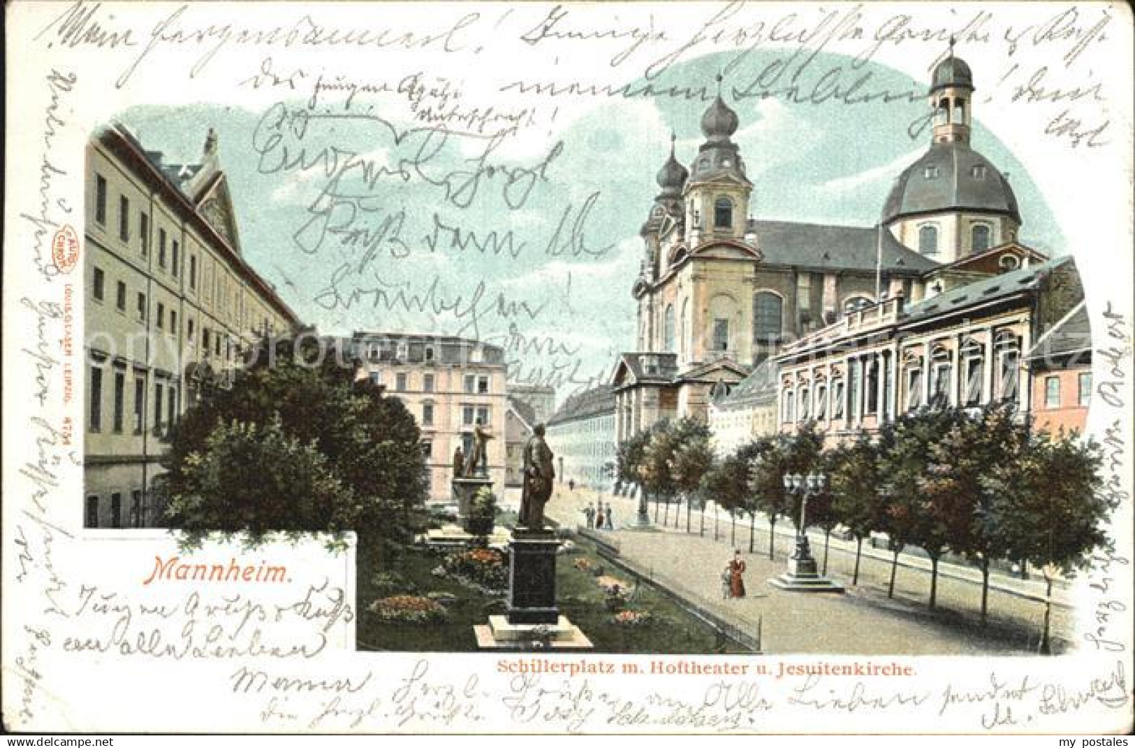 42561570 Mannheim Schillerplatz Denkmal Hoftheater Jesuitenkirche Mannheim