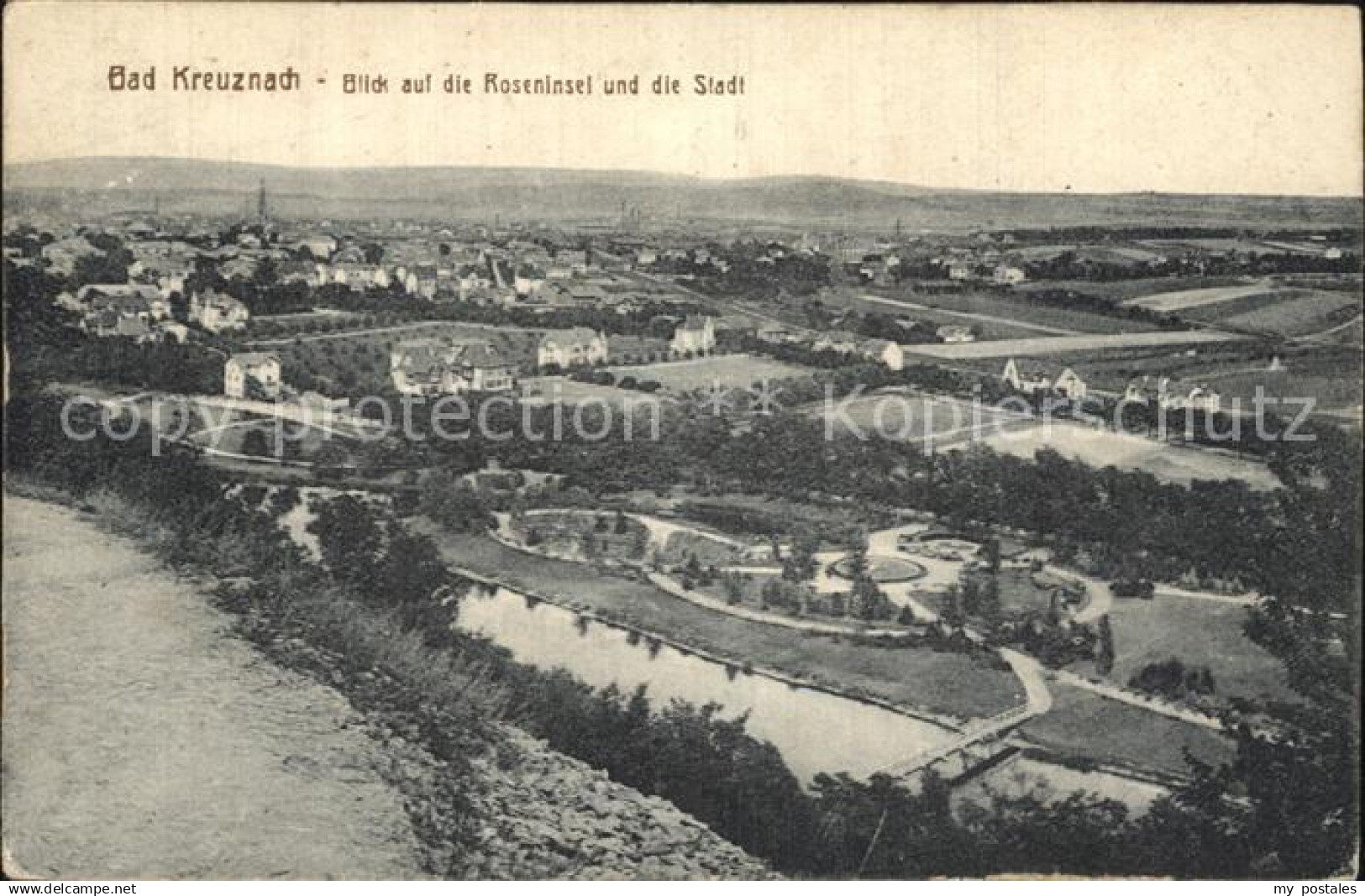 42585190 Bad Kreuznach Panorama Stadtbild mit Roseninsel Bad Kreuznach