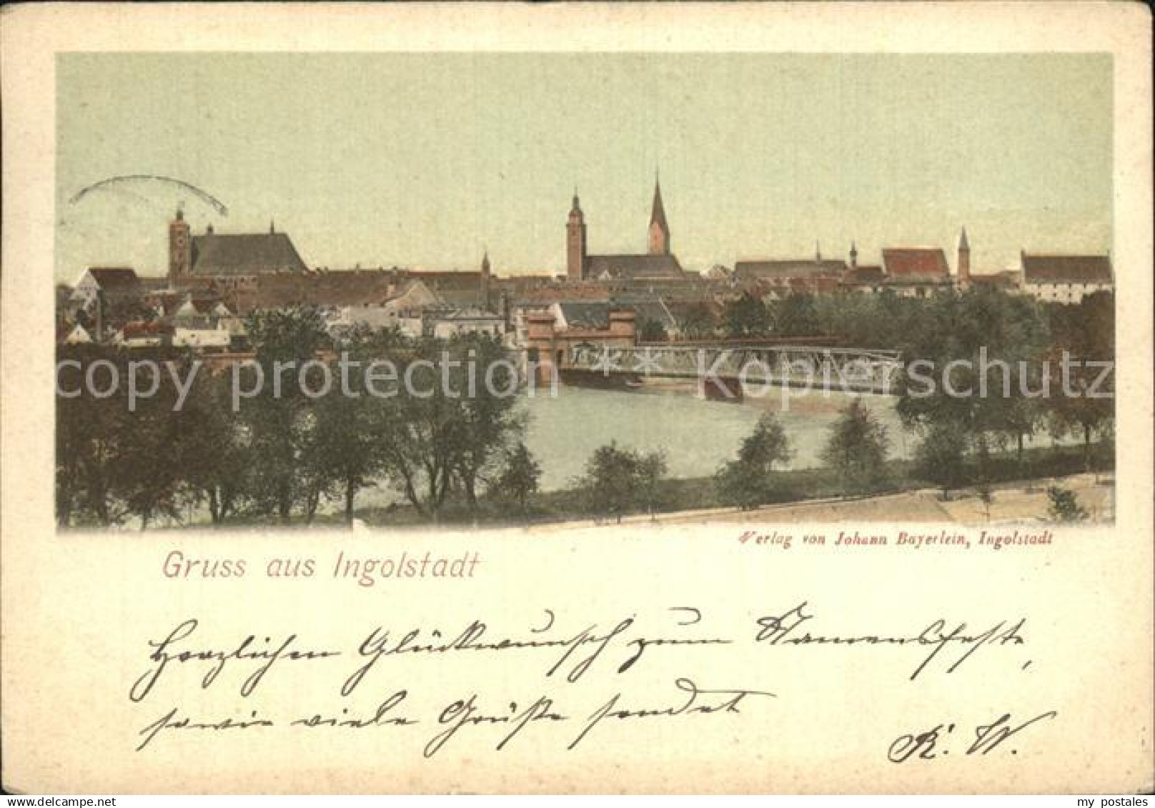 42585220 Ingolstadt Donau Donaubruecke Blick zur Altstadt Kirchen Ingolstadt Don