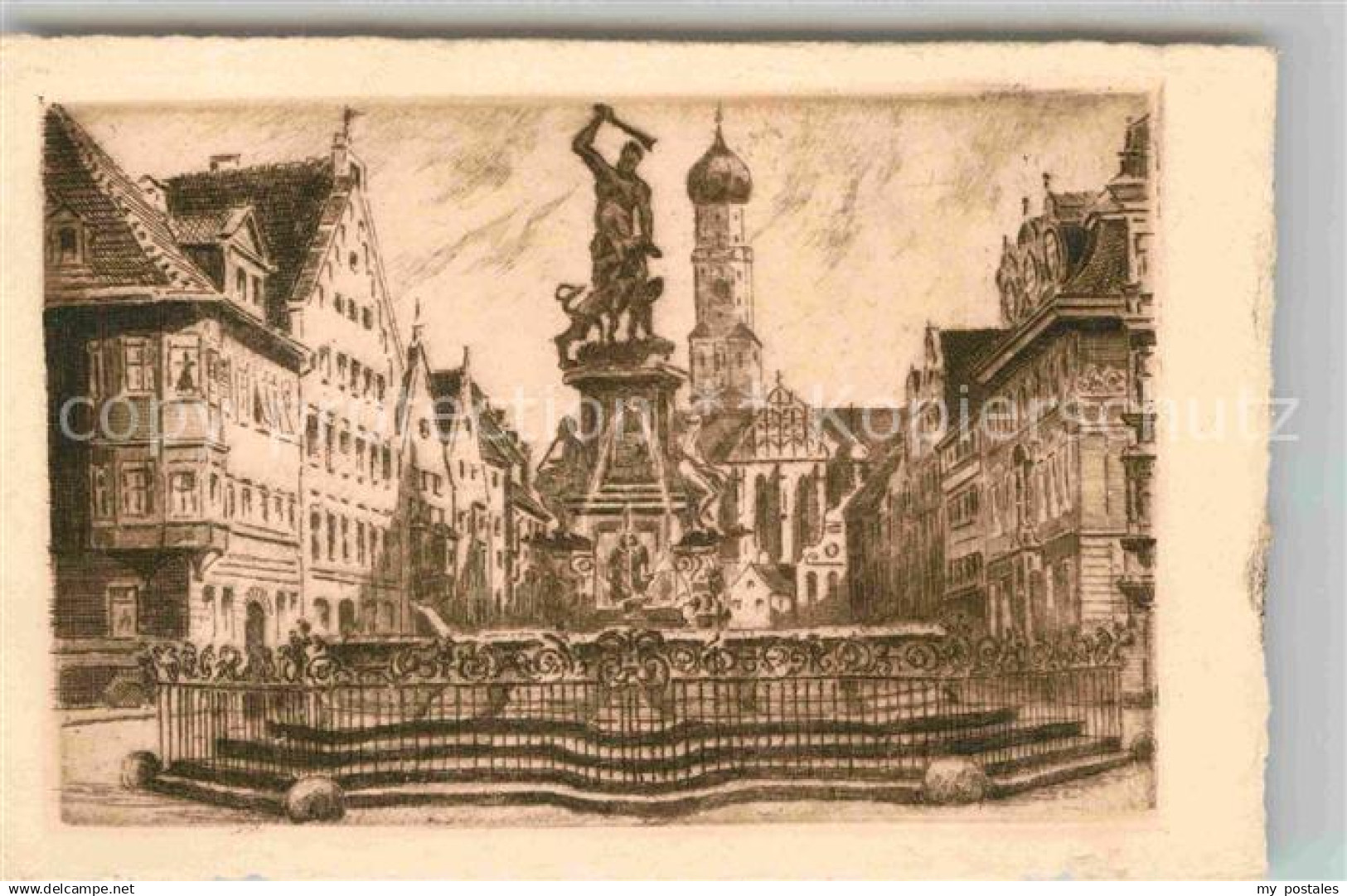 42678970 Augsburg Radierung Brunnen Augsburg