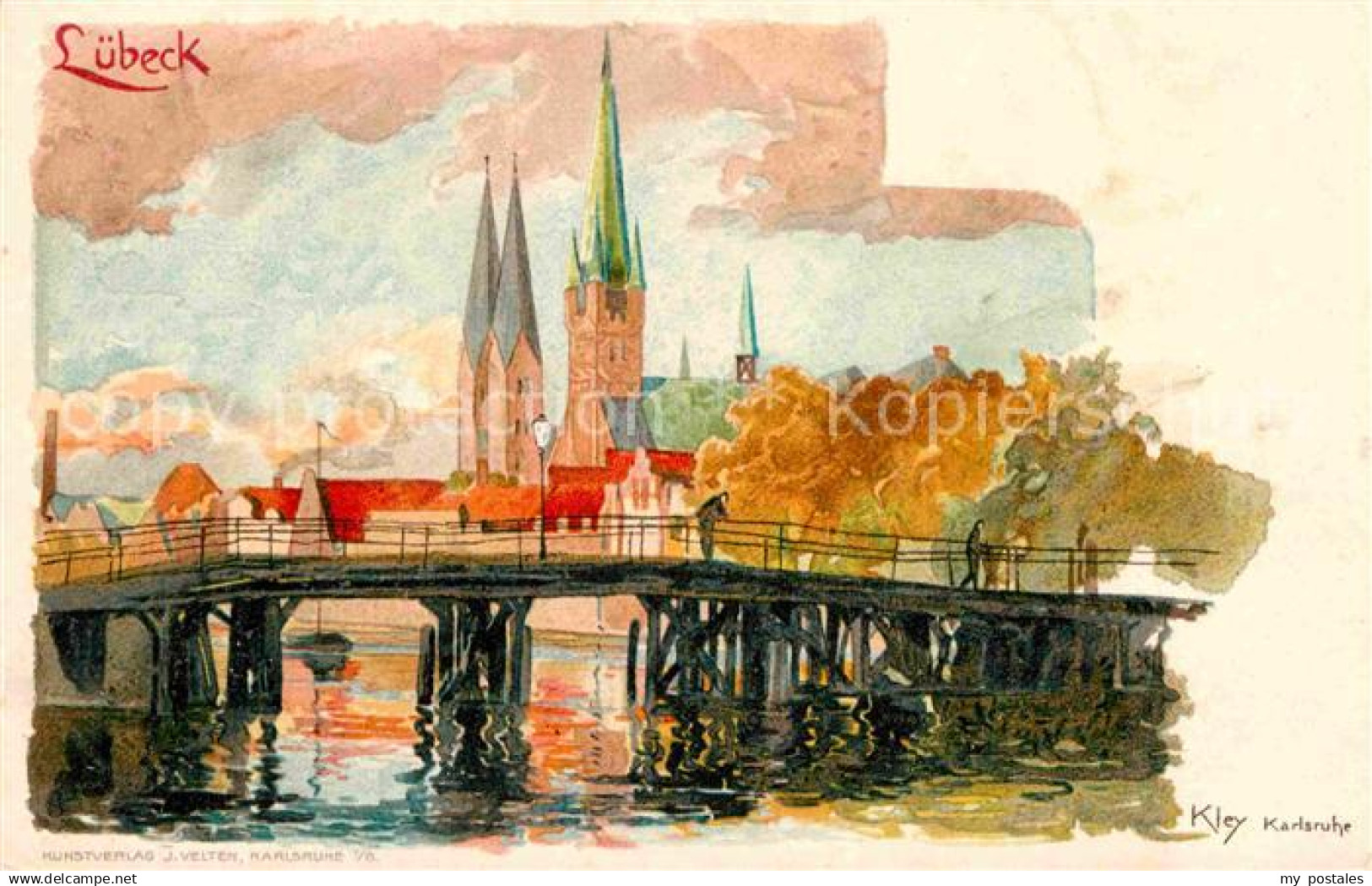42687641 Luebeck Kuenstlerkarte Brueckenpartie Kley  Luebeck