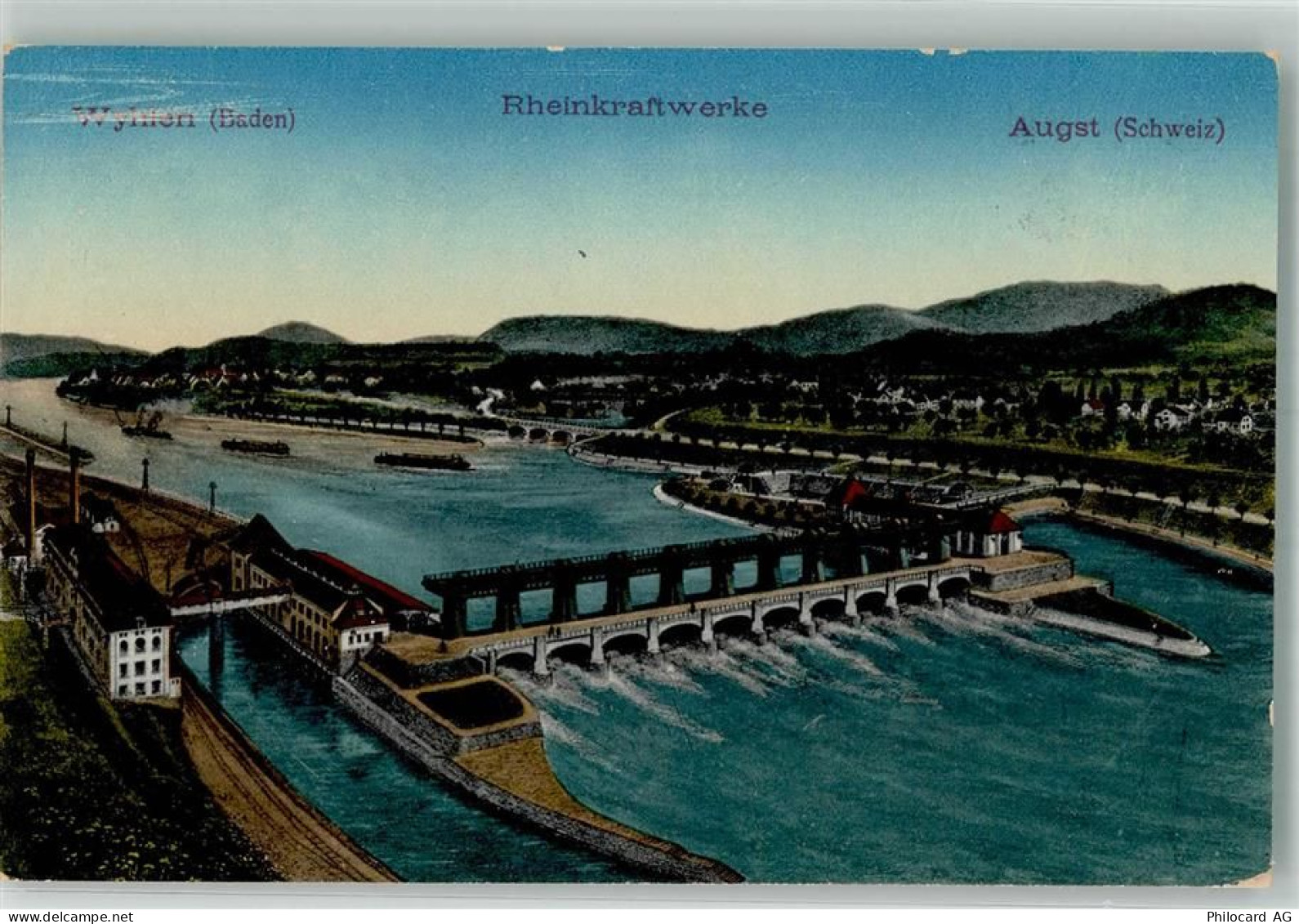 4302 Augst BL 1915 Foto AK Rheinkraftwerk Wyhlen Bahnpost Zug 97 - 10735226