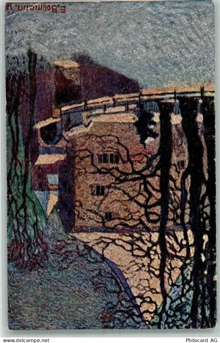 4313 Riburg Möhlin Gebrauchsspuren Lithographie Künstlerkarte sign. E. B... - 13159955