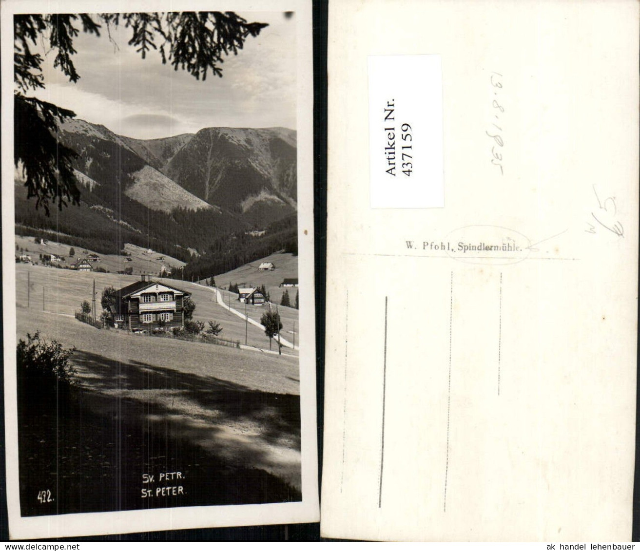 437159,Sv. Peter St. Peter b. Spindlermühle Teilansicht Bergkulisse