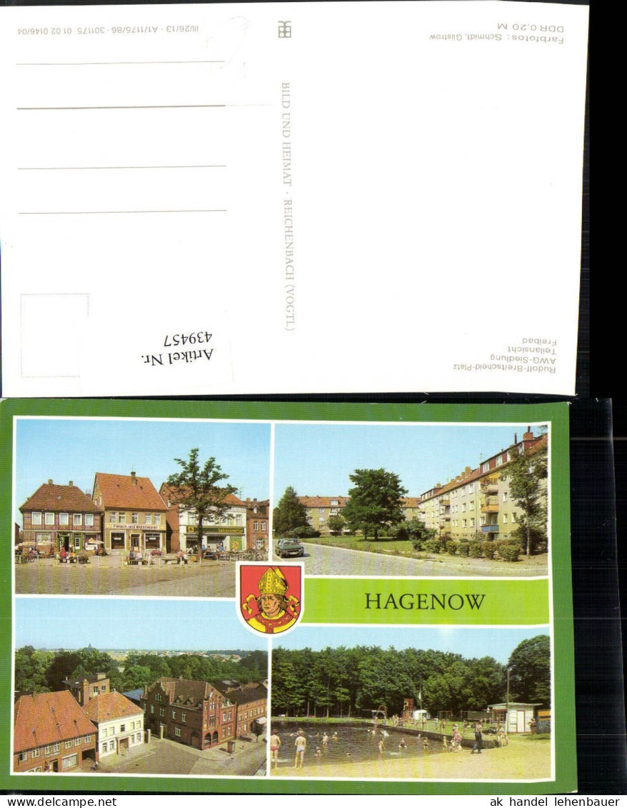 439457,Hagenow AWG-Siedlung Freibad Mehrbildkarte pub VEB