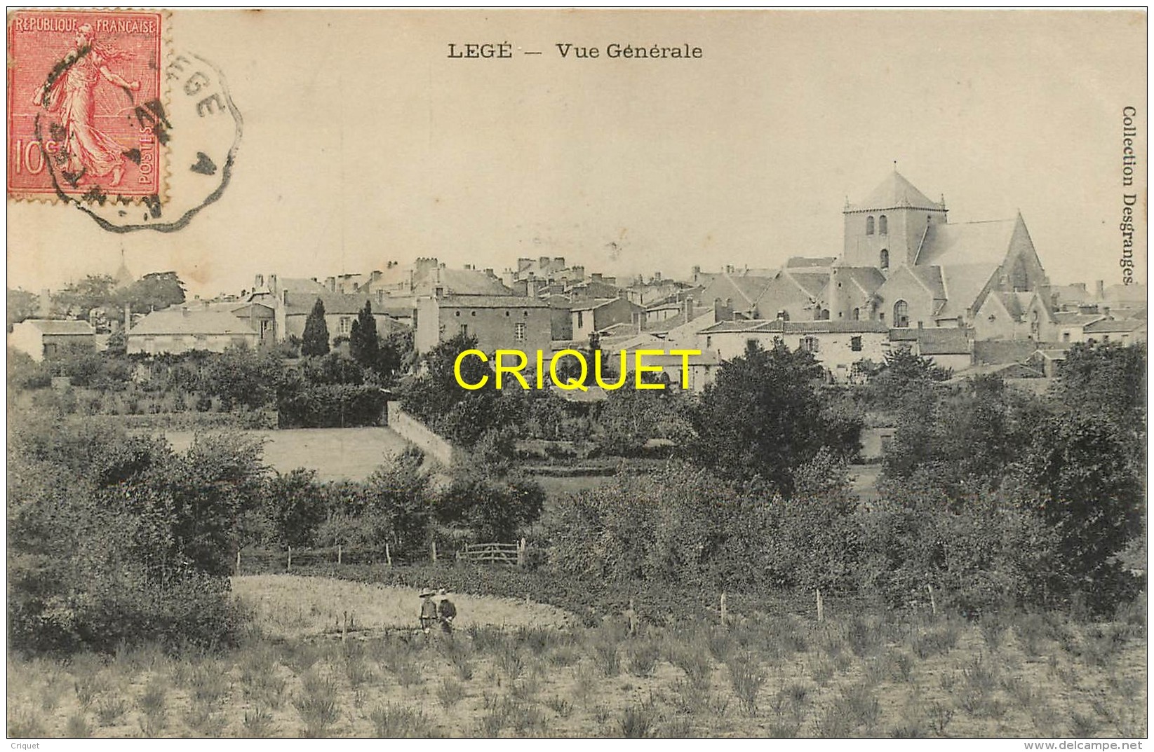 44 Legé, vue générale n° 2, affranchie ambulant 1907