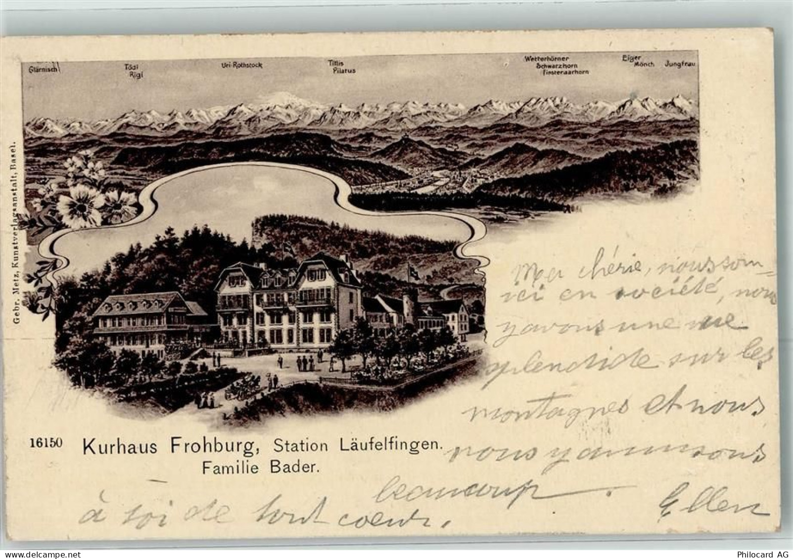 4448 Läufelfingen 1902 Lithographie Kurhaus Frohburg Familie Bader - 13271444