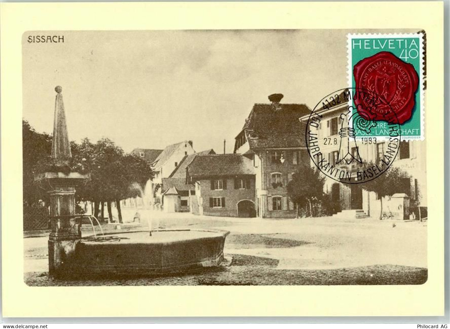 4450 Sissach 1983 - Dorfbrunnen Festpostkarte Schänzlifest - 39374247