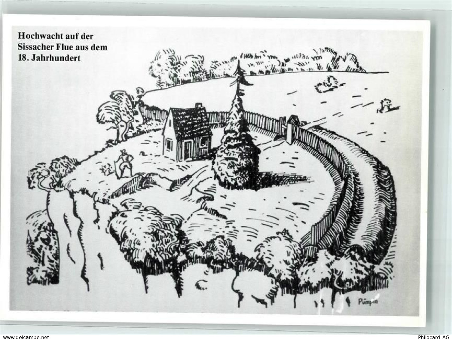 4450 Sissach Künstlerkarte Hochwacht mit Wachthaus Schildhäuschen auf de... - 39373879