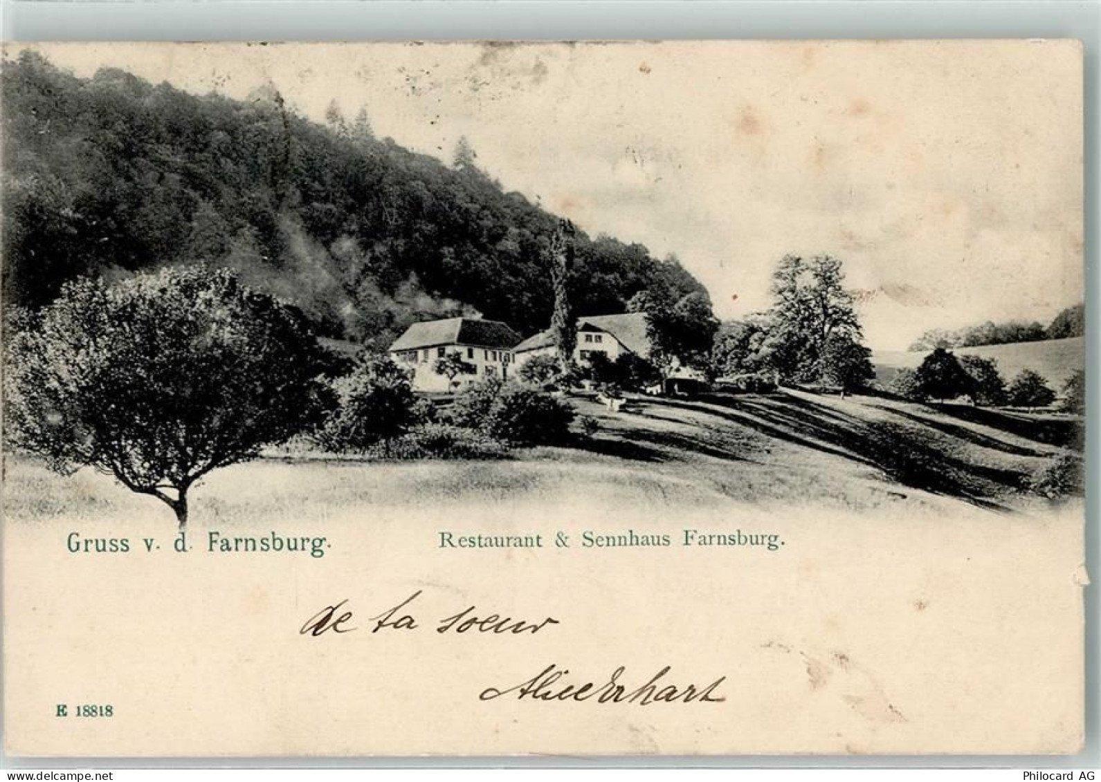 4460 Gelterkinden 1905 - Gasthaus Sennhaus Farnsburg Ort lt. Stempel - 13938229