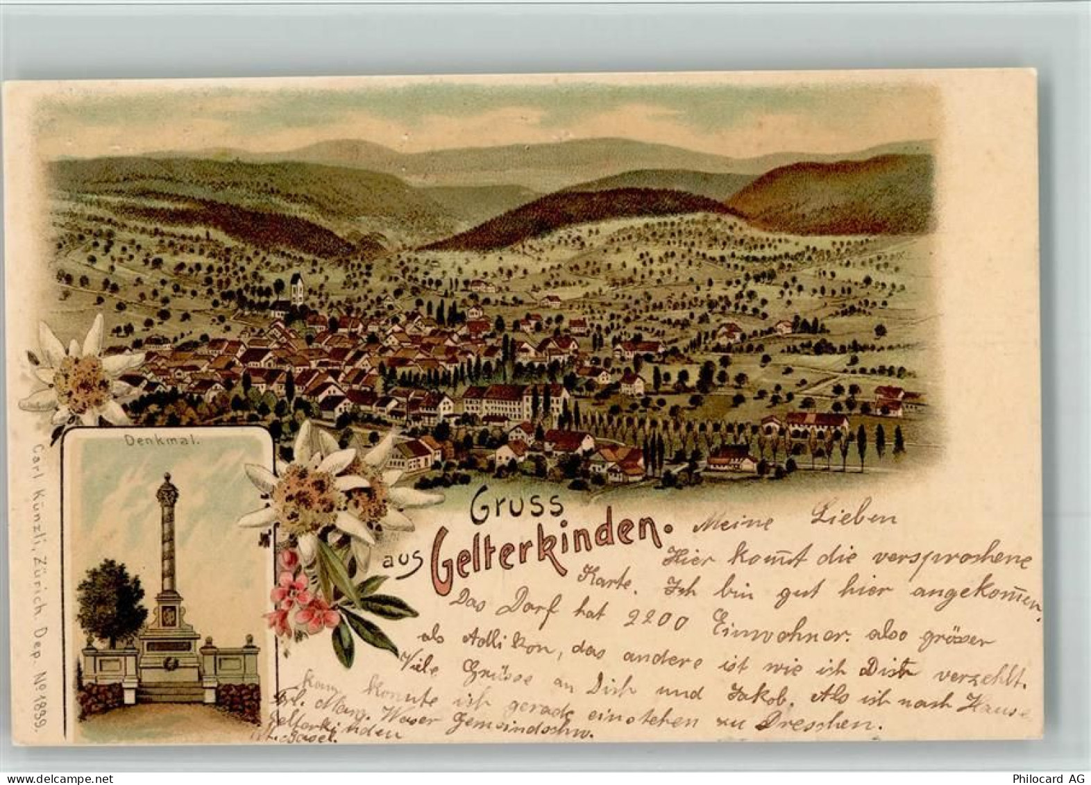 4460 Gelterkinden 1910 BOAKC Verlag Künzli 1839 Lithographie - 13700072