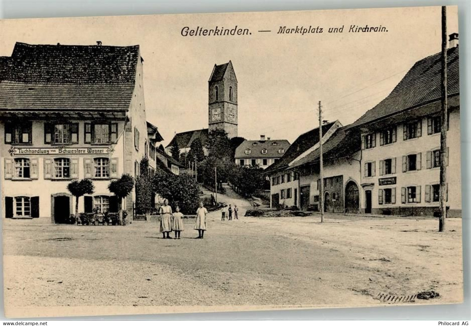 4460 Gelterkinden Foto AK Kirche Marktplatz Kirchrain Handlung - 13552308
