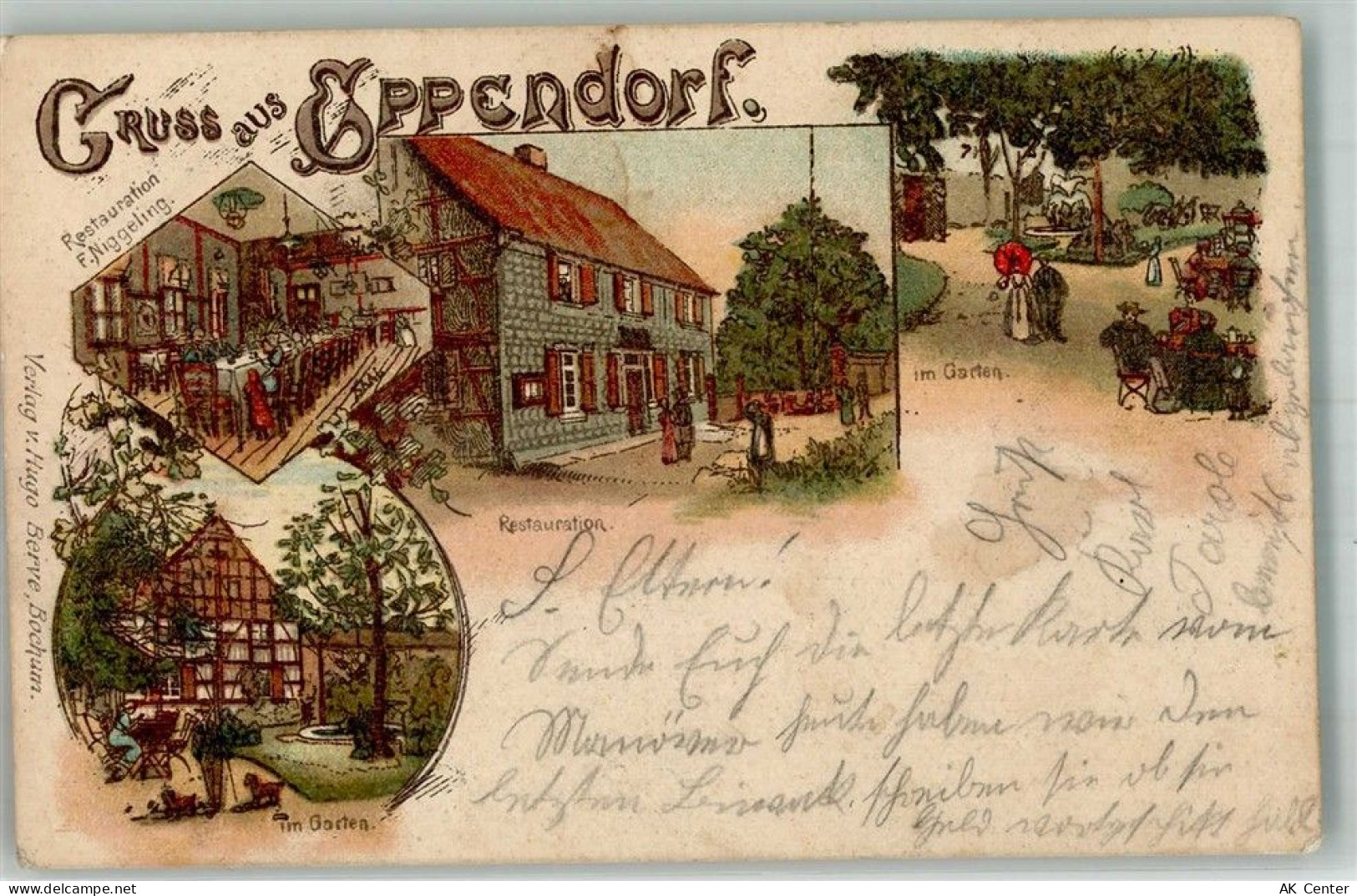 44787 W4630 Eppendorf 1902 Lithographie Gasthaus Niggeling Gartenwirtsch... - 13671318