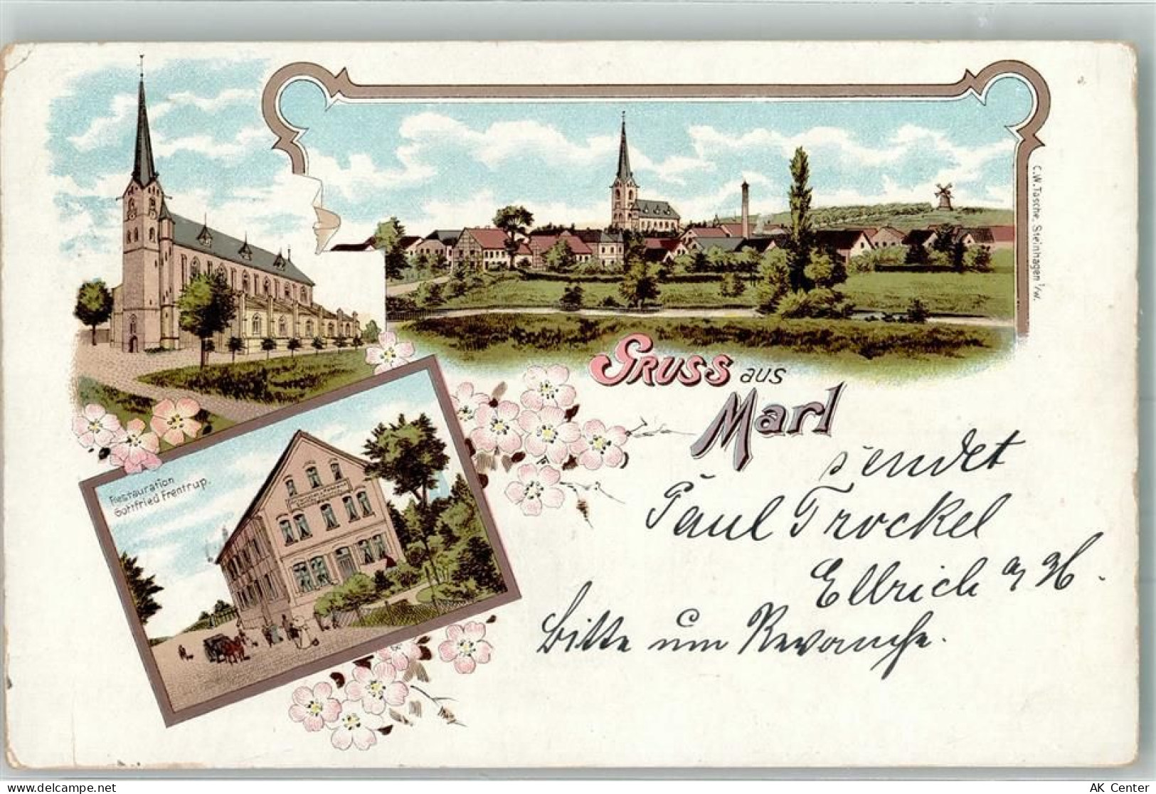 45768 W4370 Marl , Westf Lithographie Kirche St. Georg Gasthaus Frentrup... - 13653231