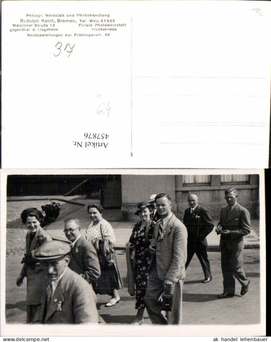 457876,Foto AK Bremen Personen Motorrad