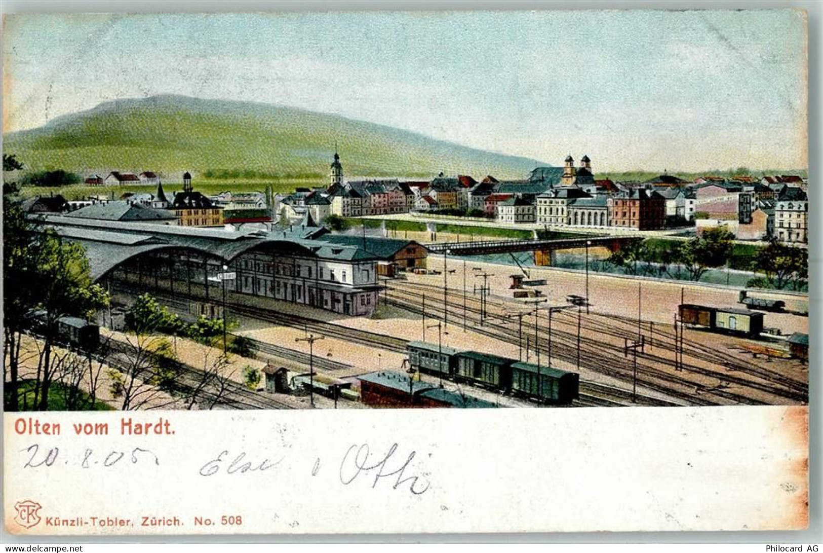 4600 Olten 1905 Lithographie Bahnhof Olten vom Hardt - 13426499