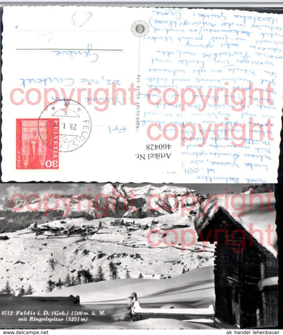 460428,Feldis Totale m. Ringelspitze Bergkulisse Winterbild Kt Graub&uuml;nden