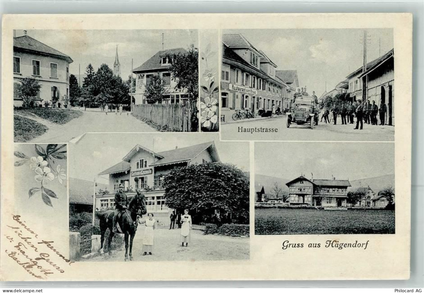 4614 Hägendorf 1917 - Hauptstrasse Reiter Soldat Feldpost Füs. Komp. I/7... - 13616424